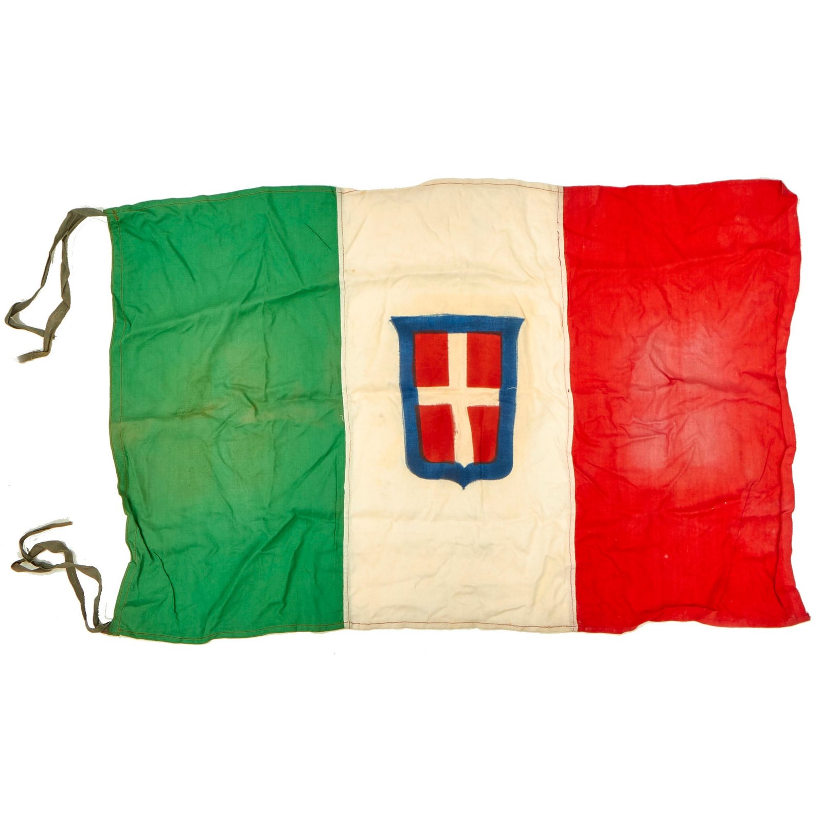 Buy Original Italian WWII Kingdom of Italy Flag With Savoy Coat of Arms - 19 ½” x 31” | Original Firearms Antique For Sale