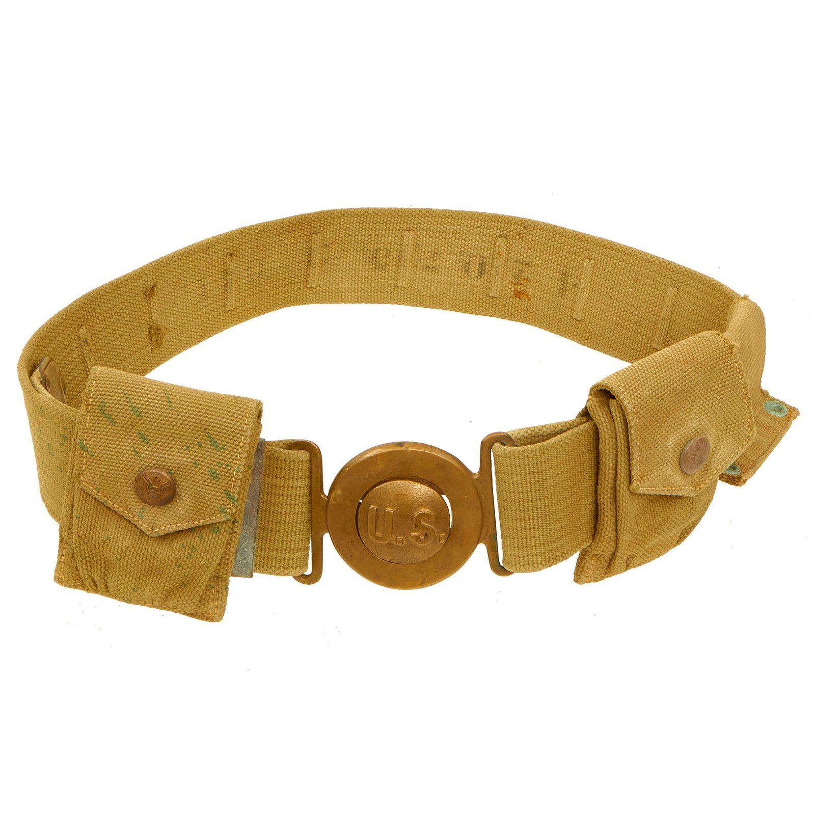 Buy Original WWI U.S. Army Model 1910 Garrison Belt by Mills With Eagle Snap Ammo Pouches and Bayonet Hanger | Original Firearms Antique For Sale