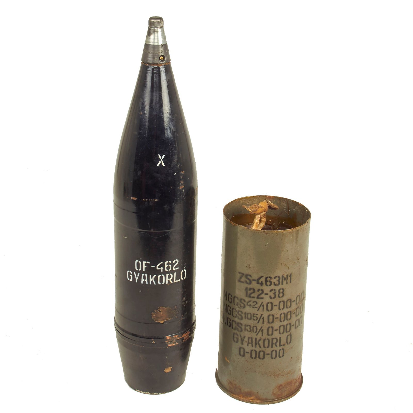 Buy Original Soviet Cold War Era Polish Used 122mm Practice Shell With Casing and Charge Bags - Inert | Original Firearms Antique For Sale