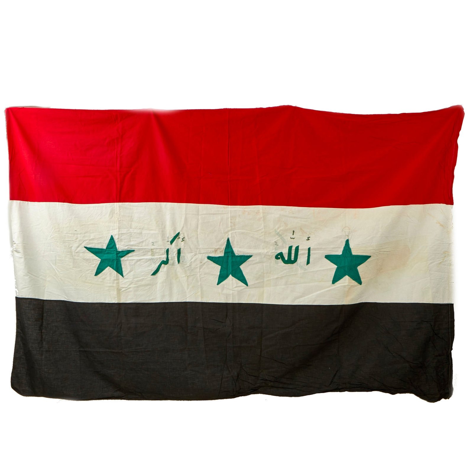 Buy Original Operation Iraqi Freedom Large Multi-Piece Constructed Flag of Iraq - 56” x 87” | Original Firearms Antique For Sale