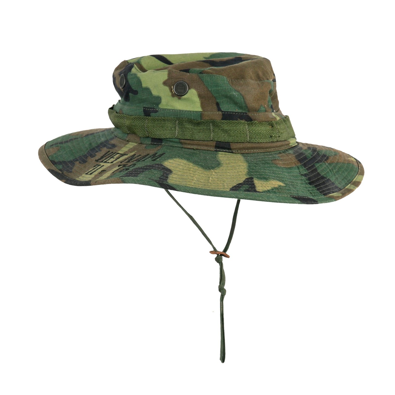 Buy Original U.S. Vietnam War Direct Embroider Lime Green Dominant ERDL Boonie Hat with Veteran Personalization | Original Firearms Antique For Sale