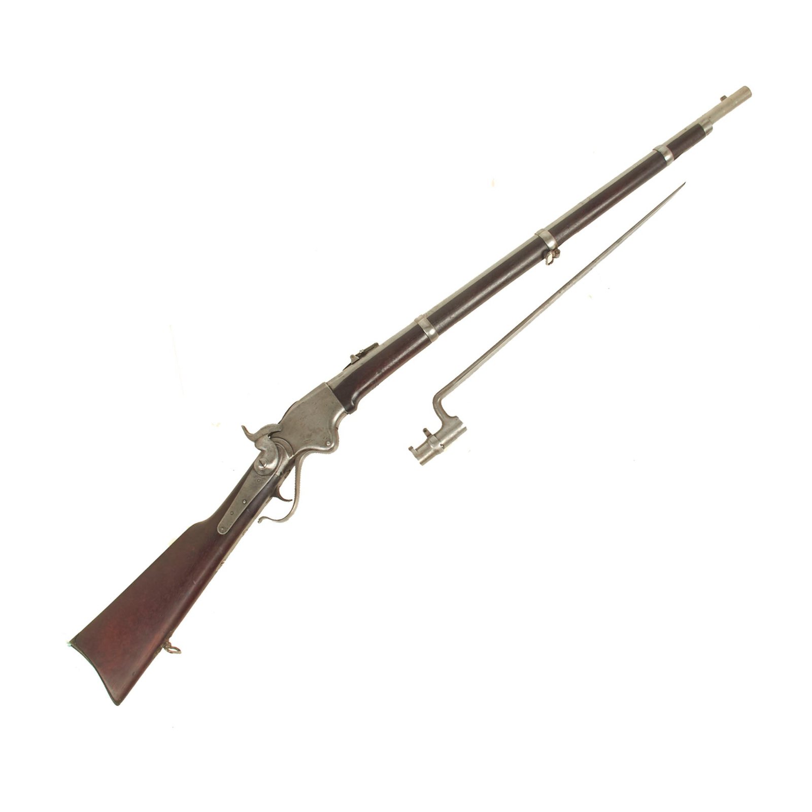 Buy Original U.S. Civil War Model 1860 Spencer Army Repeating Rifle in .56-56 Rimfire with Bayonet & Tool - Matching Serial 4769 | Original Firearms Antique For Sale