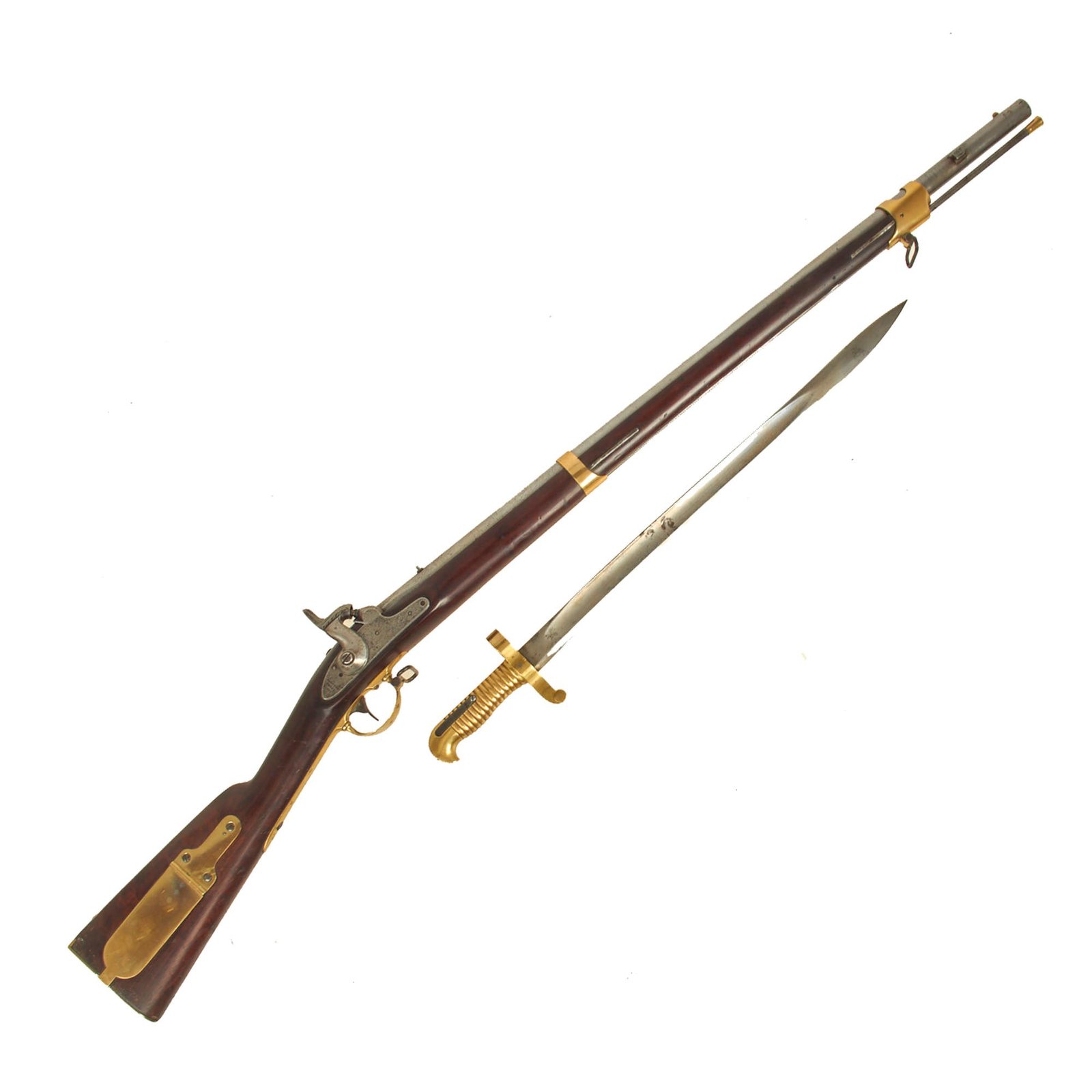 Buy Original U.S. Civil War Named M1841 Mississippi Rifle in Unaltered .54cal by Harpers Ferry with Saber Bayonet - dated 1851 | Original Firearms Antique For Sale