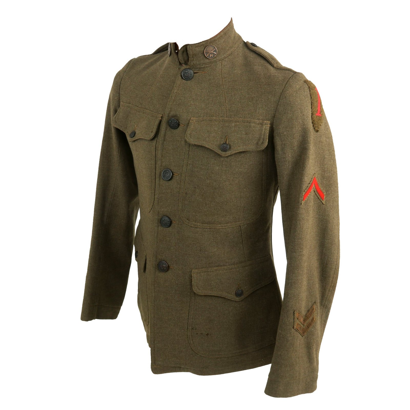 Buy Original U.S. WWI Big Red One 1st Division Patched Infantry Uniform Jacket with Repairs | Original Firearms Antique For Sale