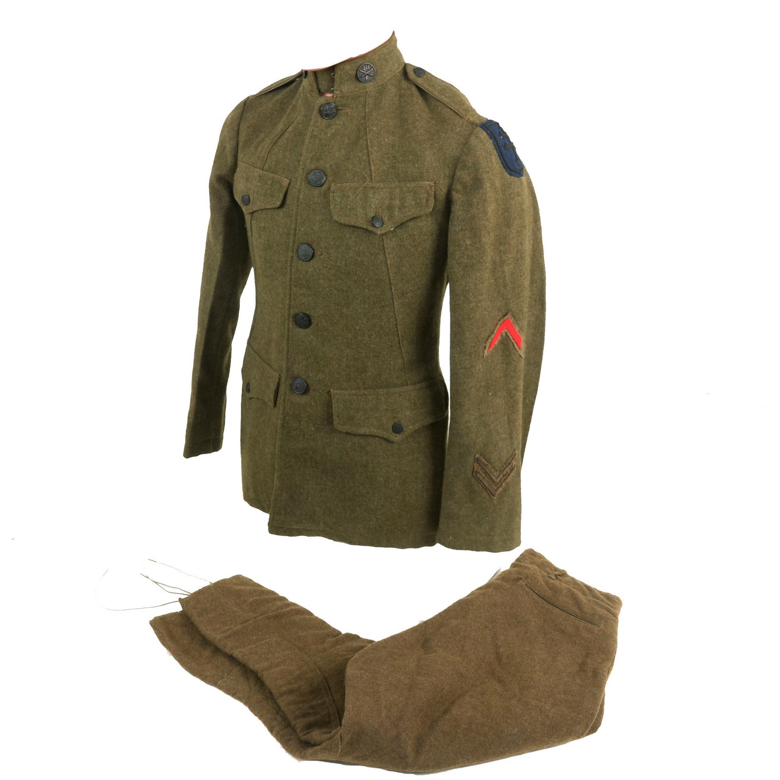 Buy Original WWI US 79th Division Uniform Jacket & Breeches - 311th Field Artillery - Bullion Patch | Original Firearms Antique For Sale