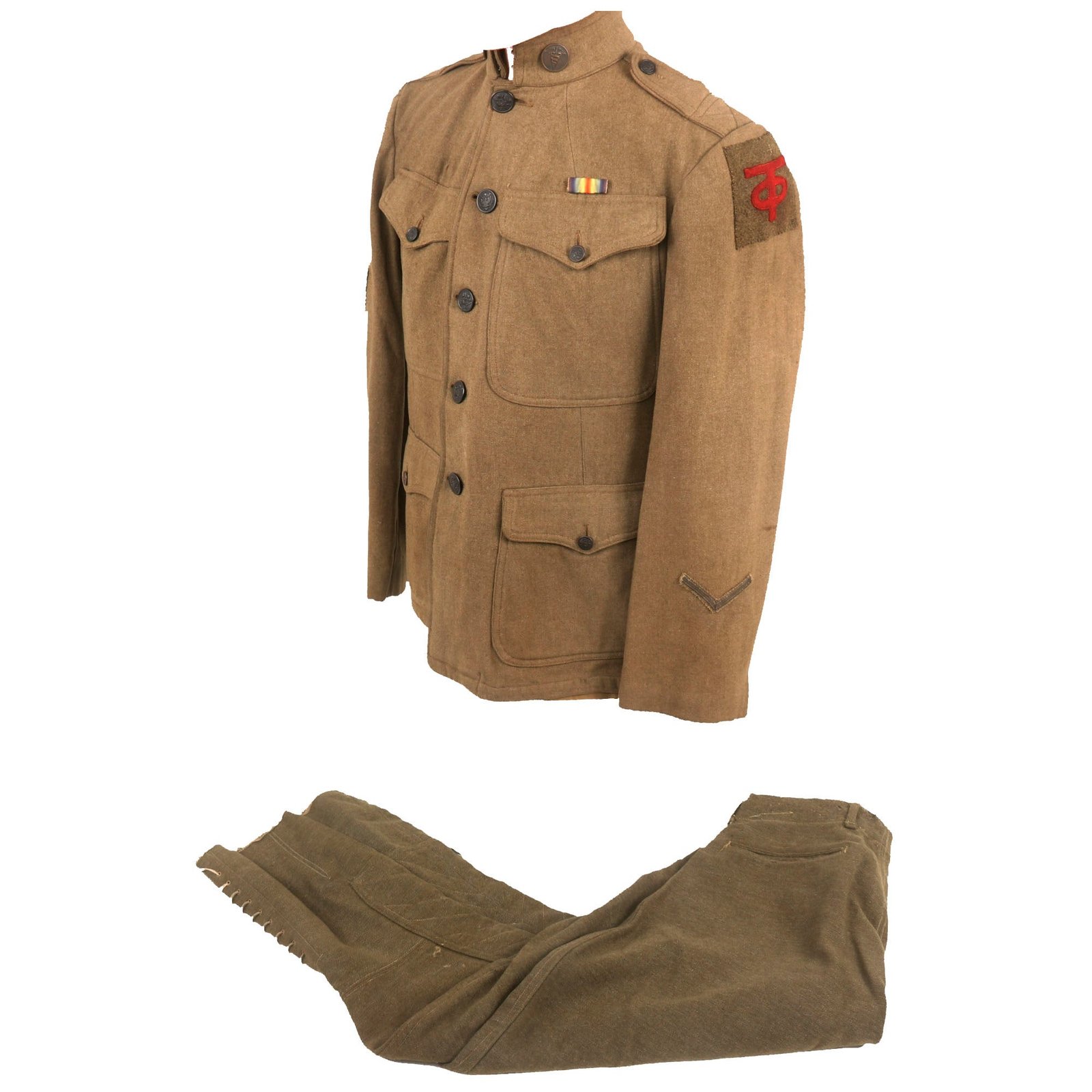 Buy Original U.S. WWI US Army 90th Division Medic Sergeant’s Patched Uniform Jacket & Breeches | Original Firearms Antique For Sale