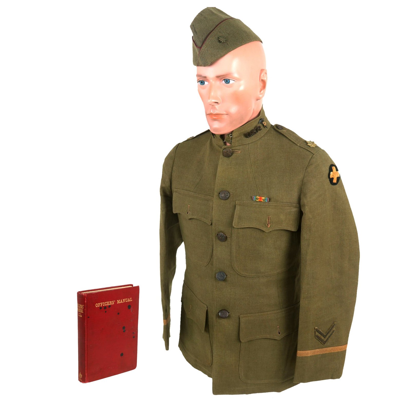 Buy Original WWI U.S. 33rd Division, 108th Ammunition Train, Dental Major's Uniform Group with Piped Cap & Inscribed Book | Original Firearms Antique For Sale