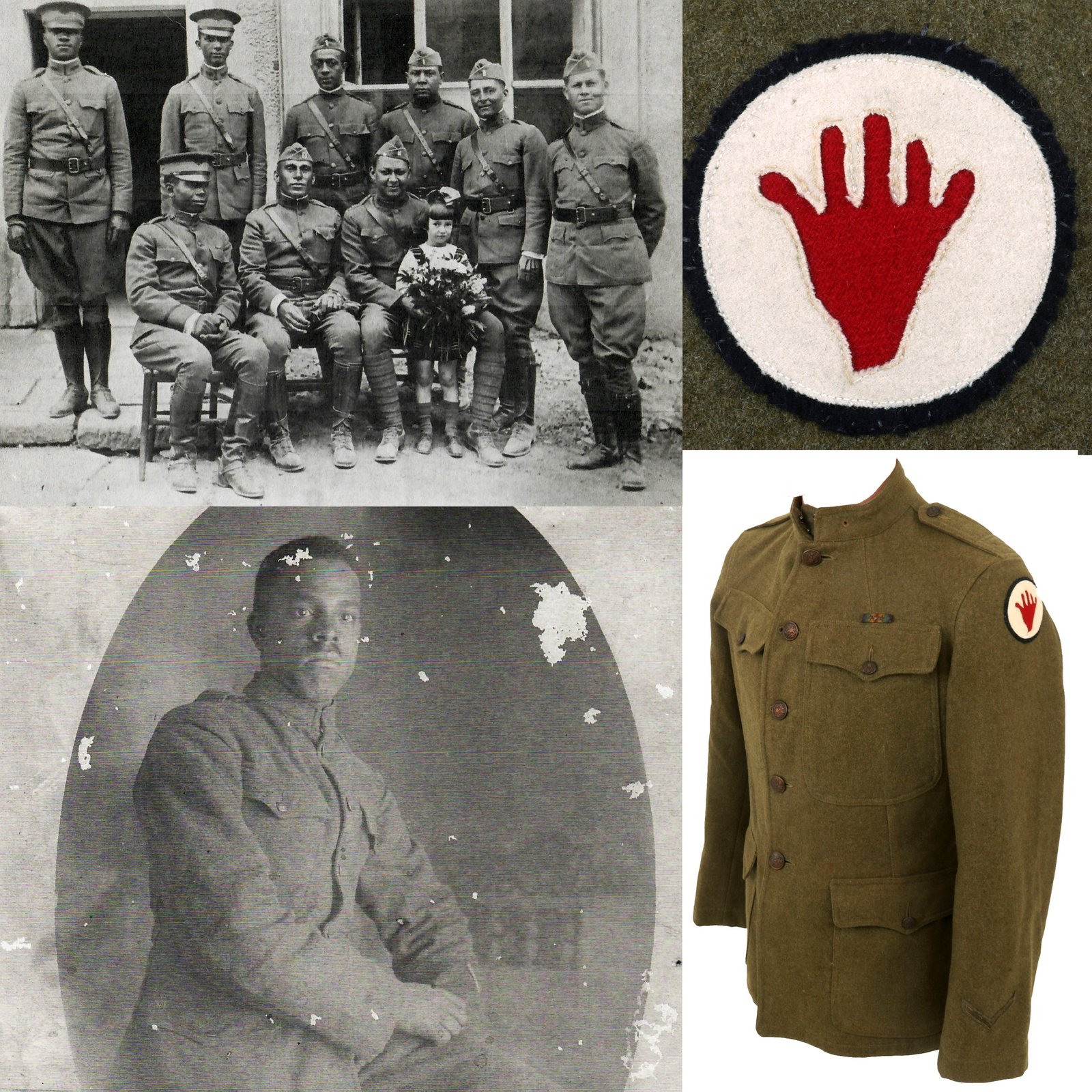 Buy Original U.S. WWI 372nd Segregated Infantry Regiment, 93rd Infantry Division “Bloody Hand” Patched M1912 Winter Field Uniform Jacket for Sergeant Ira McLamb | Original Firearms Antique For Sale