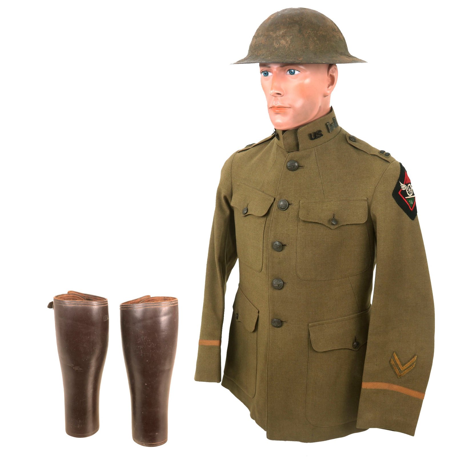 Buy Original Identified WWI US 14th Engineers Officer’s Uniform & Helmet Grouping - Heavy Combat Record | Original Firearms Antique For Sale