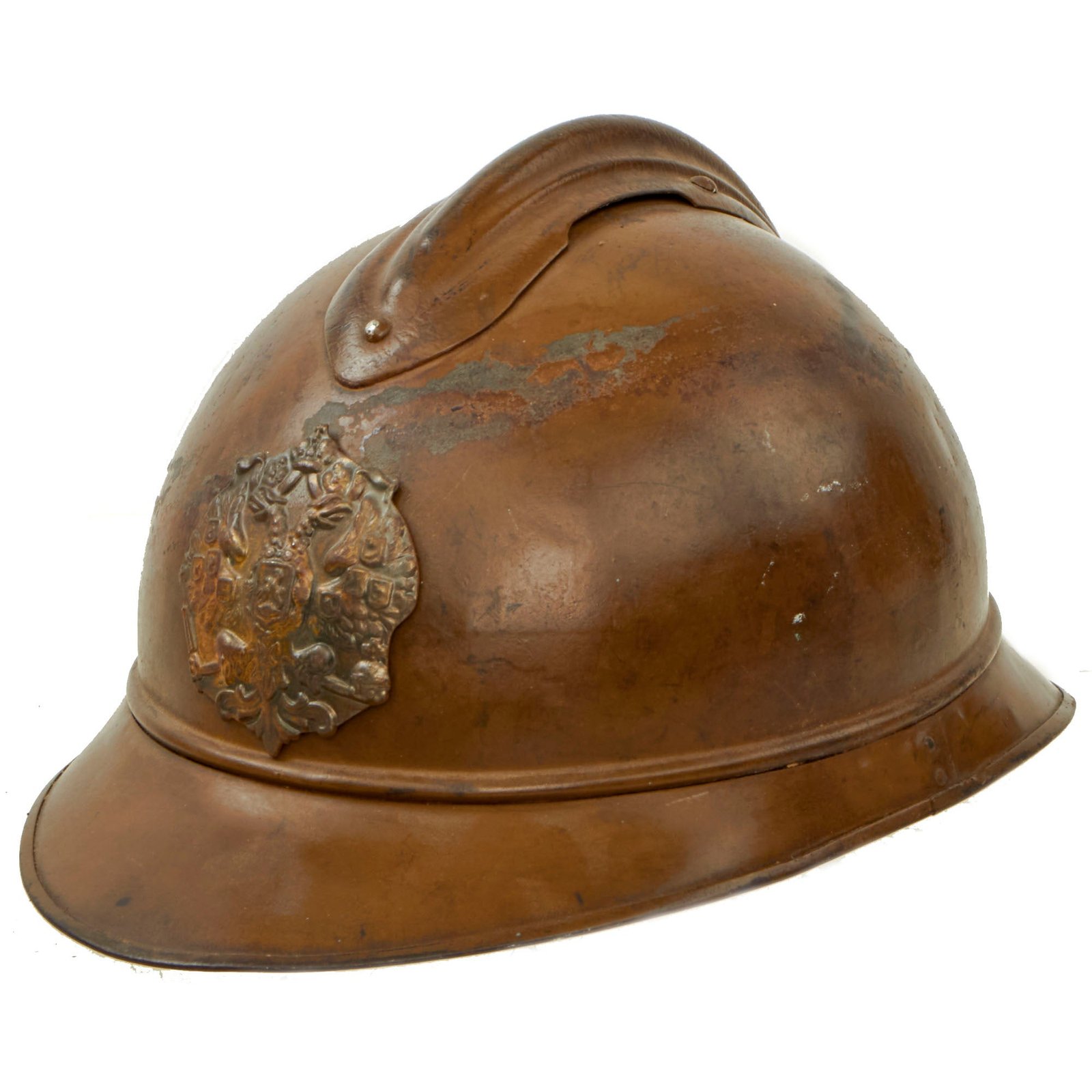 Buy Original Rare Russian WWI 2nd Issue M-1915 French Adrian Helmet with Russian Plate | Original Firearms Antique For Sale