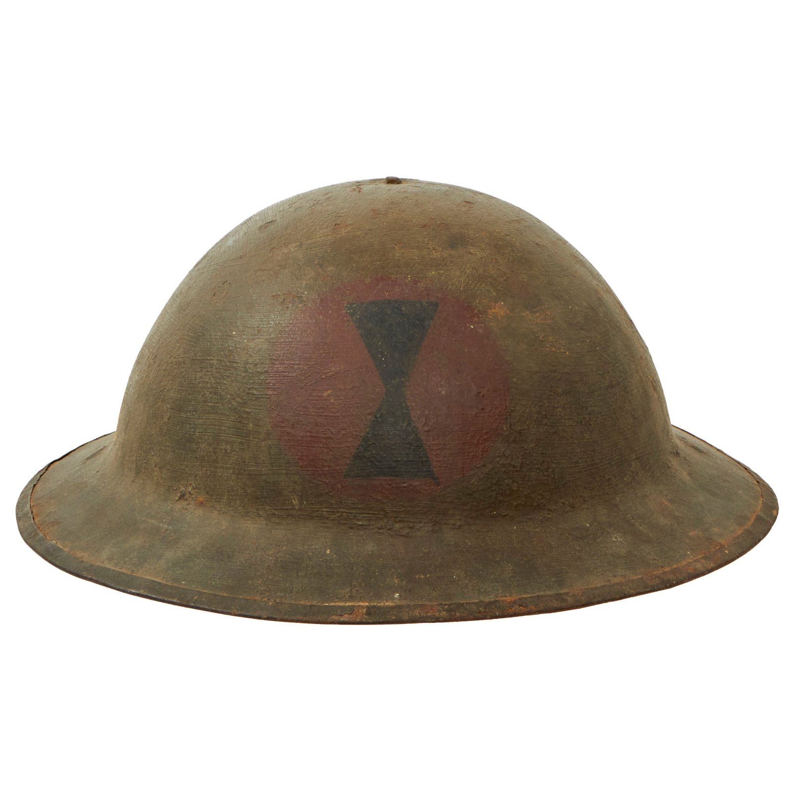 Buy Original U.S. WWI 7th Division A.E.F. Painted British Made Mk. I Doughboy Helmet - Liner & Partial Chinstrap | Original Firearms Antique For Sale