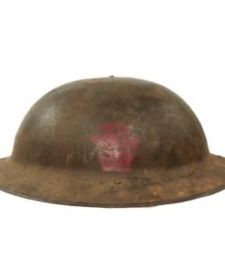 Buy Original U.S. WWI Rare 28th “Keystone” Division Pennsylvania National Guard British-Made Mk 1 Doughboy Helmet Shell with Partial Repaired Chinstrap - “Gimmie” | Original Firearms Antique For Sale