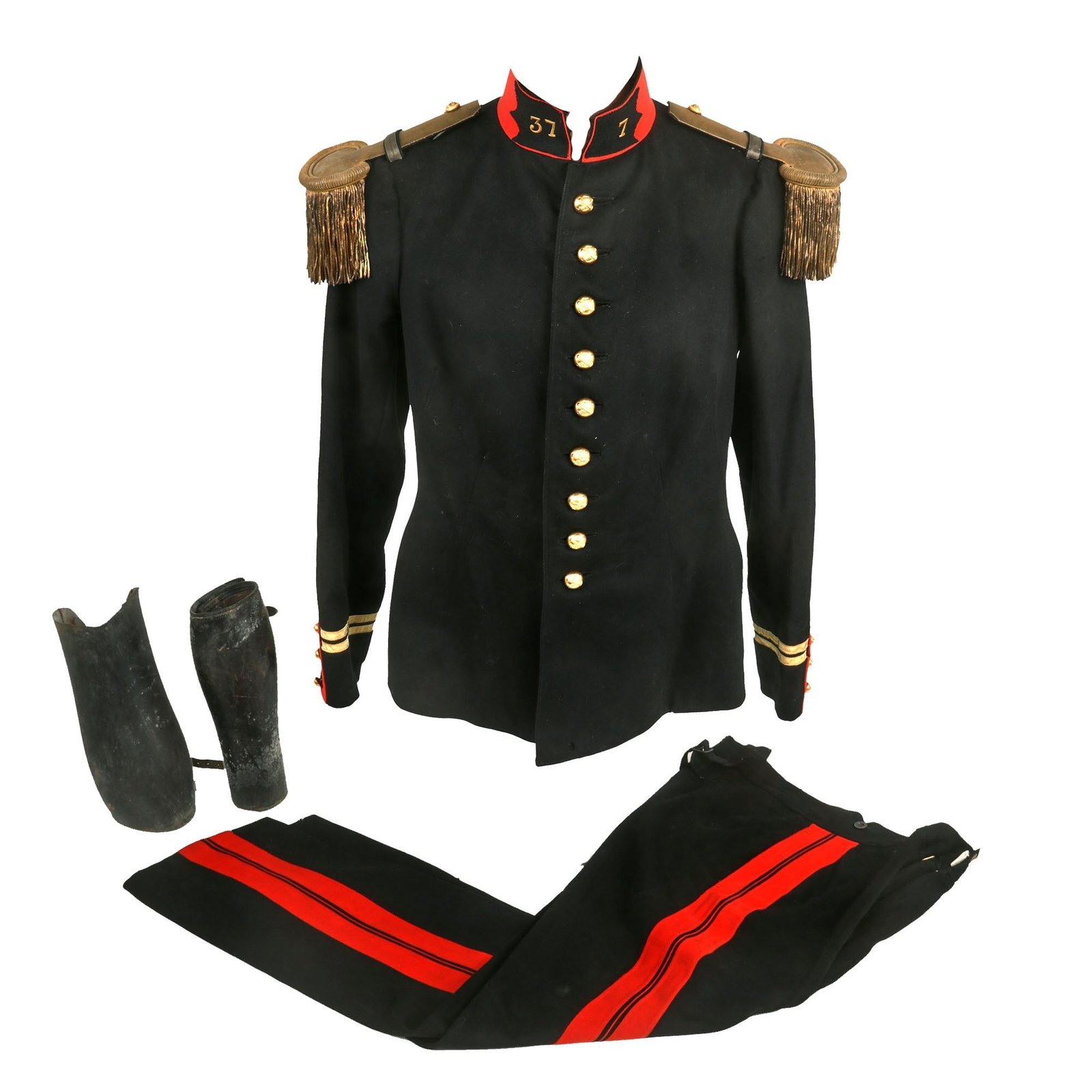 Buy Original French WWI 37th Regiment Artillery Officers Pre-1914 Tunic With Trousers and Leather Leg Wraps | Original Firearms Antique For Sale