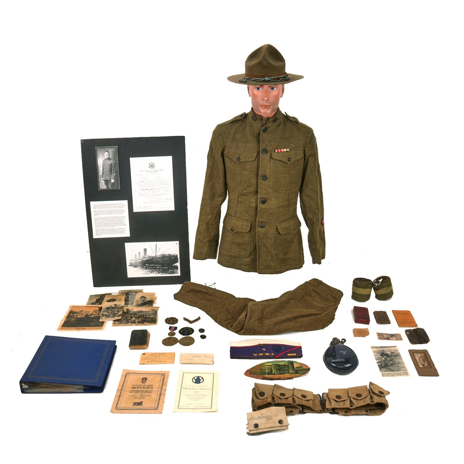 Buy Original Extensive WWI US Uniform Grouping Identified to Edward Charles Harms - 89th Division Double Patched Uniform | Original Firearms Antique For Sale