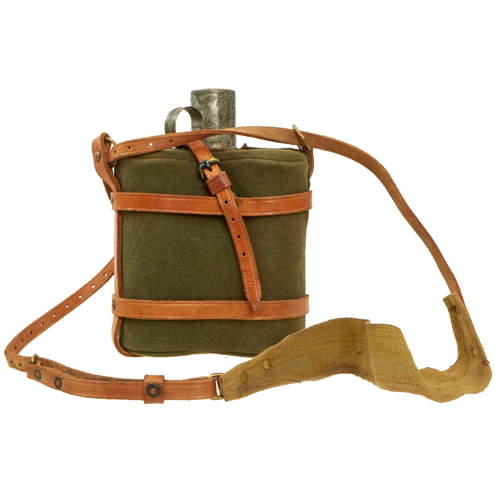 Buy Original Australian WWI Large Medic Water Bottle Canteen in Leather Carrier | Original Firearms Antique For Sale