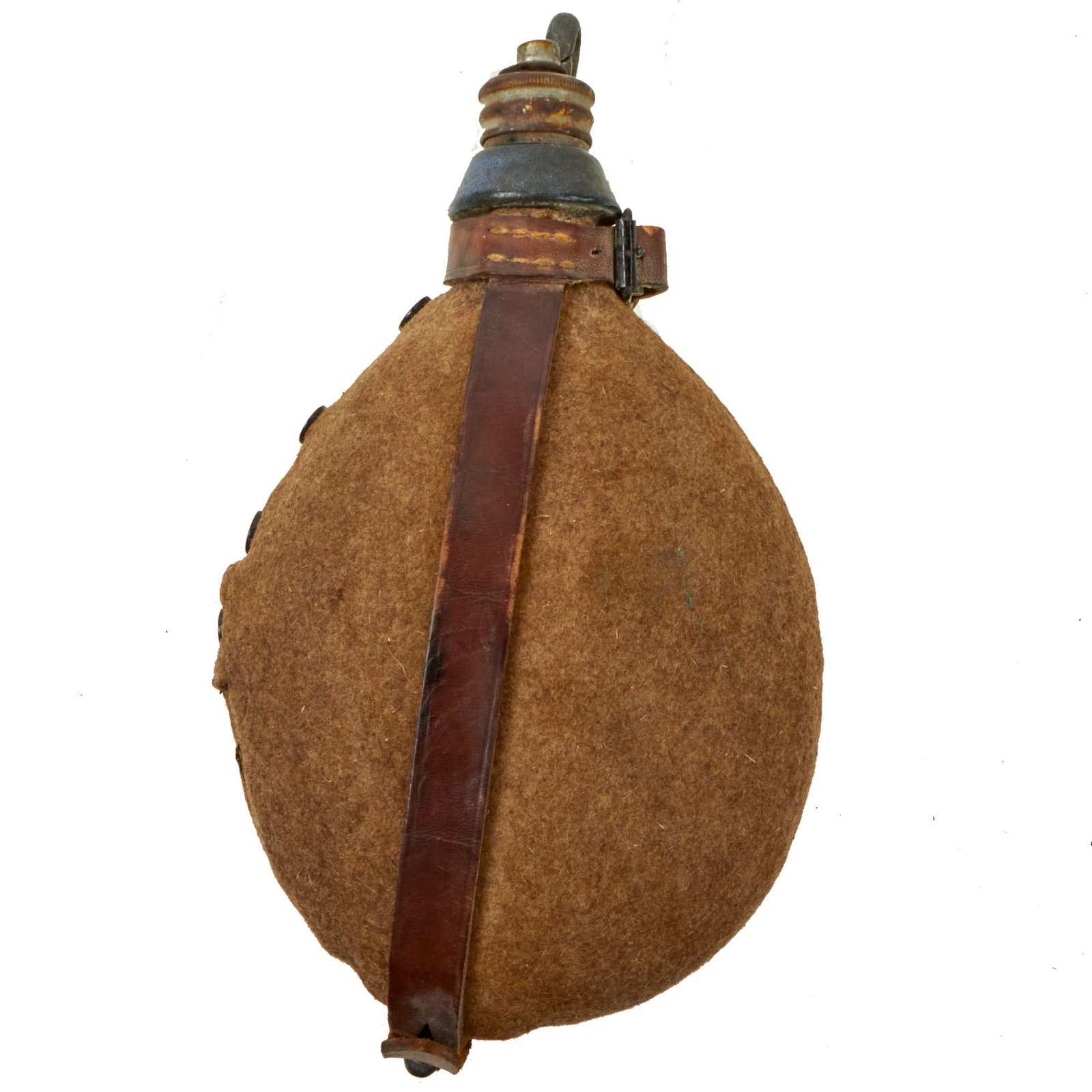 Buy Original Imperial German WWI Infantry M1915 Enameled Steel Canteen Feldflasche With Wool Cover and Harness by Bellino GmbH & Co. Metallwerke | Original Firearms Antique For Sale