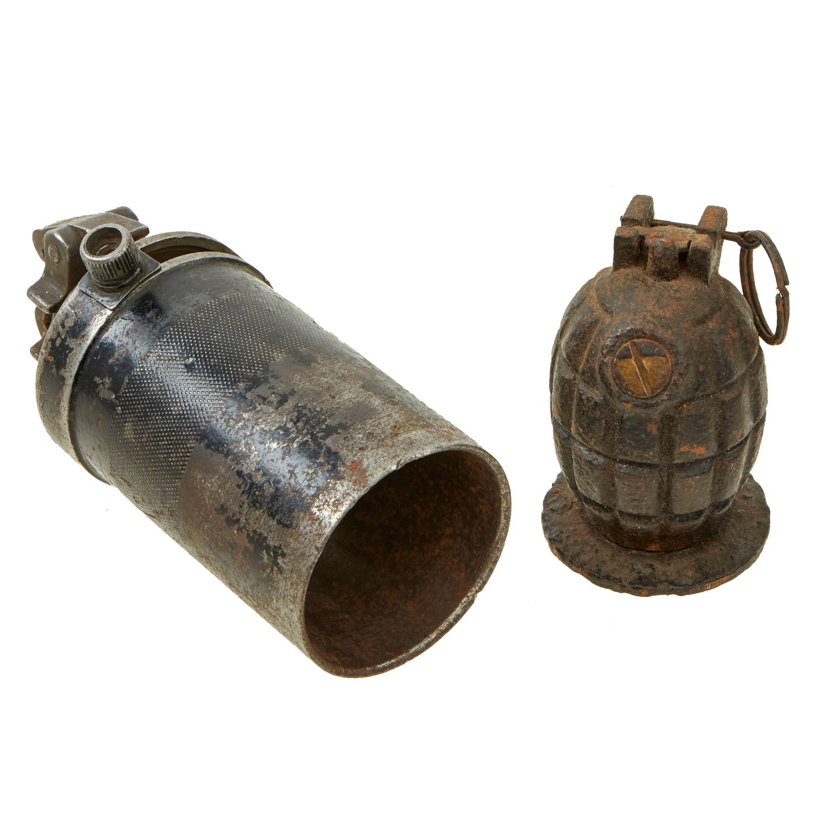 Buy Original British WWI SMLE Cup Grenade Launcher with Inert "Battlefield Pickup" Mills Bomb No. 36 Mk. 1 Grenade | Original Firearms Antique For Sale