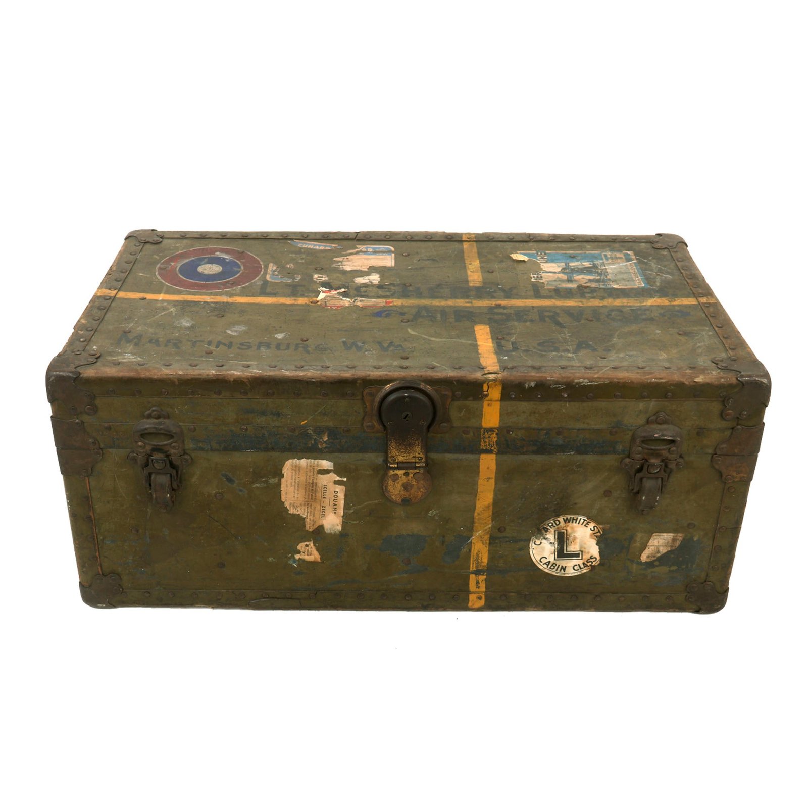 Buy Original WWI U.S. Army Air Service Named Officer's Trunk - Lt. McSherry Lupton | Original Firearms Antique For Sale