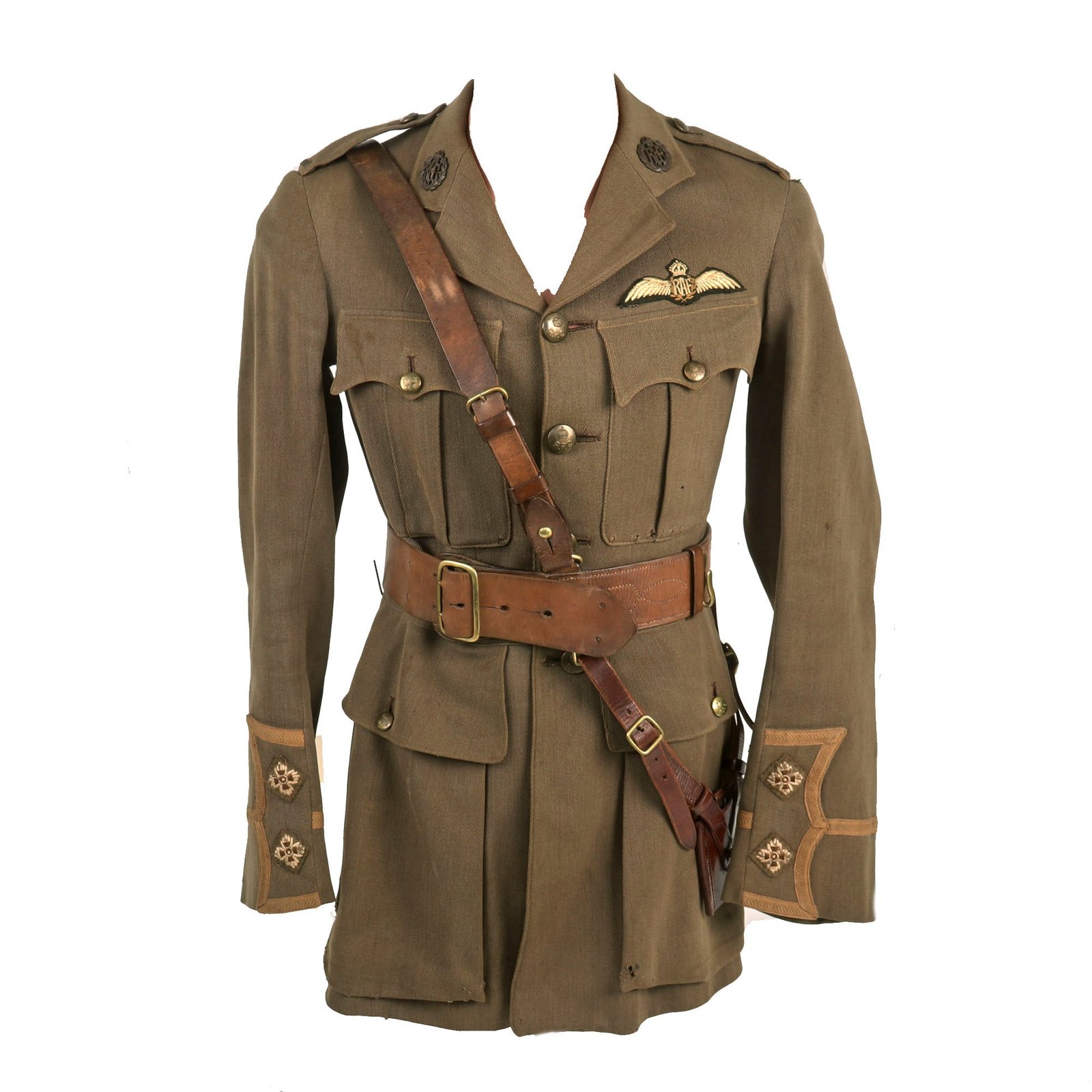 Buy Original Pre-1916 WWI Canadian Royal Flying Corps Pilot Lieutenant Officers Cuff Rank Tunic with RAF Pilot’s Wings | Original Firearms Antique For Sale