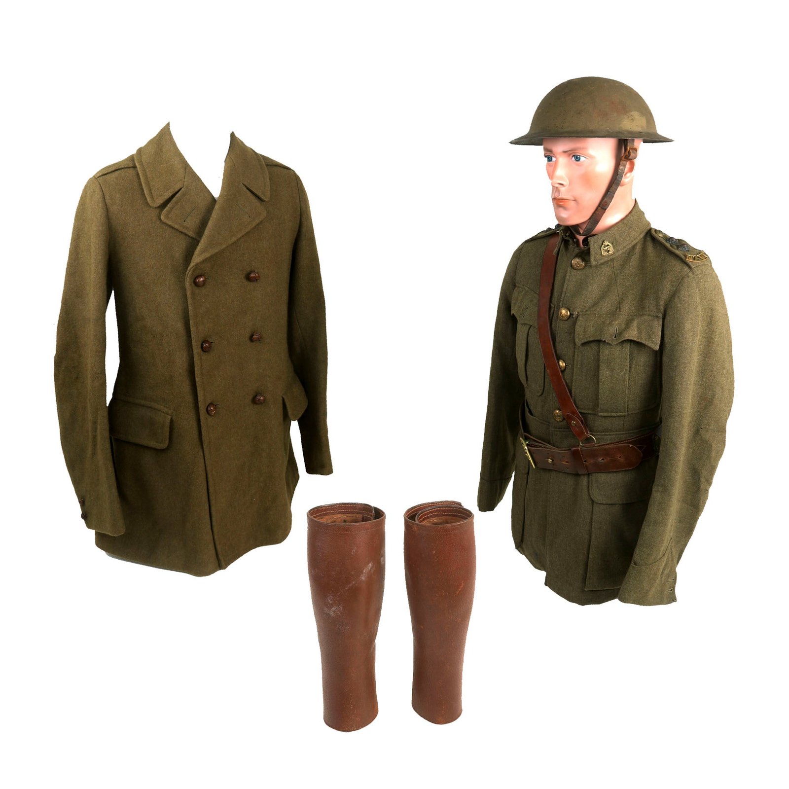 Buy Original WWI ANZAC New Zealand Veterinary Corps Officer’s Uniform, Helmet & Overcoat Grouping - Astoundingly Rare | Original Firearms Antique For Sale