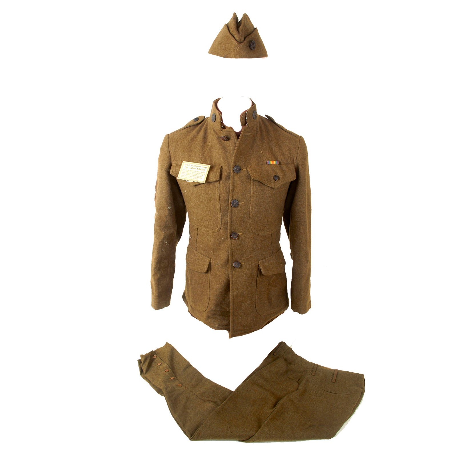 Original U.S. WWI Motor Transport Corps Named Uniform Group with Museum Name Tag Card - Sergeant John Milton Johnson