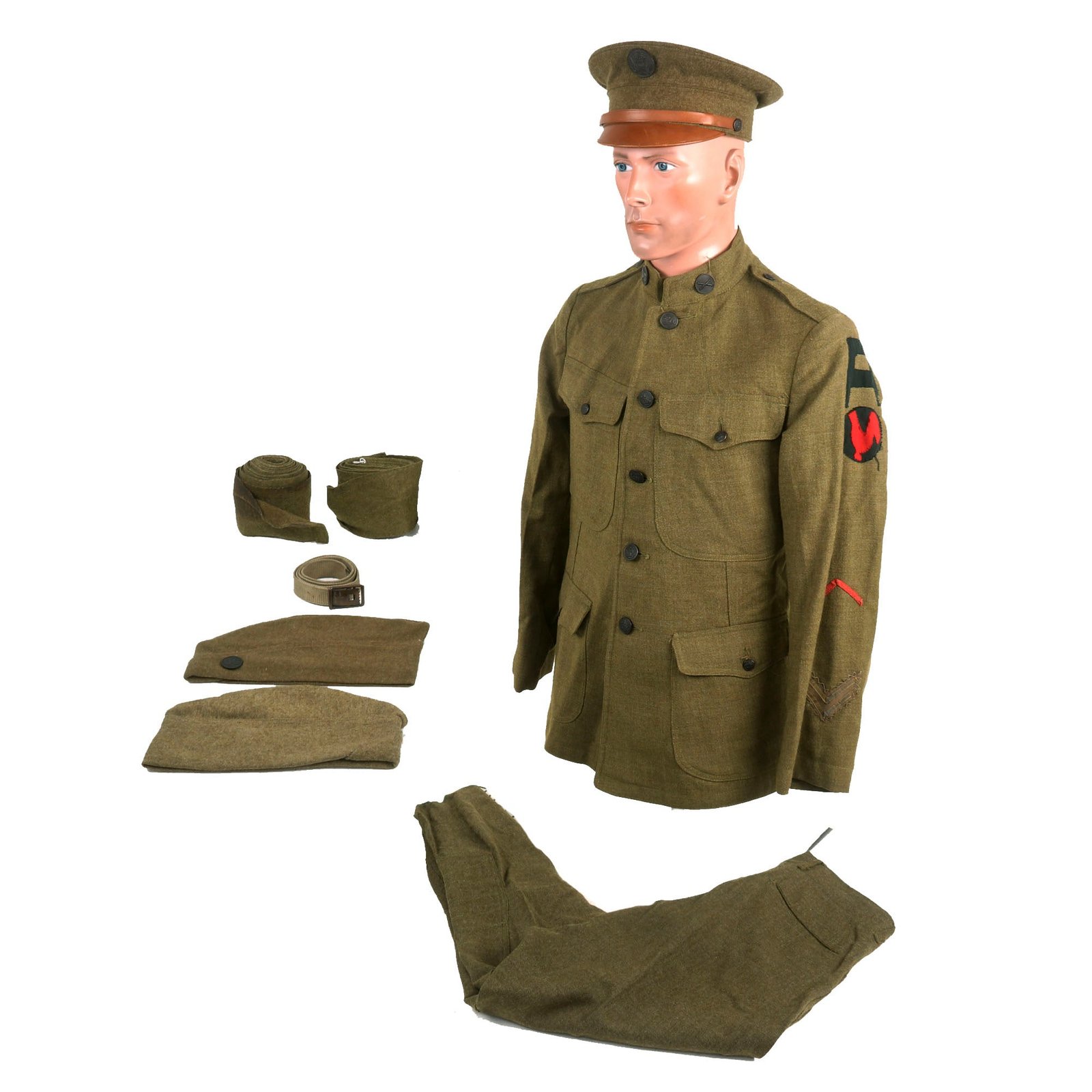 Buy Original WWI US Coastal Artillery Corps Uniform Grouping - Double Patched | Original Firearms Antique For Sale