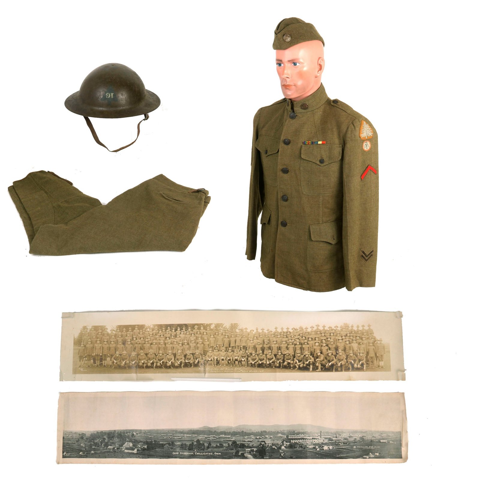 Buy Original Named WWI US 91st Division Double-Patched Uniform & Painted Helmet Grouping | Original Firearms Antique For Sale