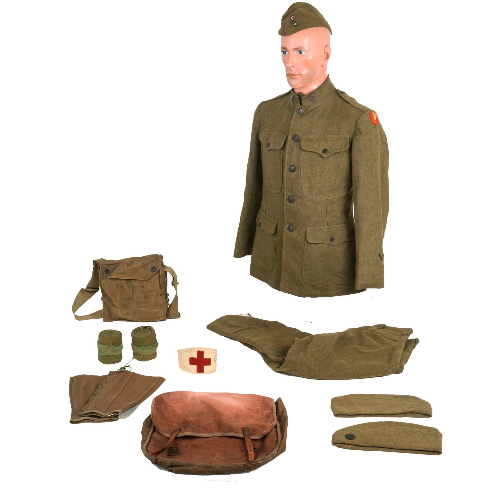 Buy Original Identified WWI US Army Ambulance Service Uniform & Field Gear Grouping | Original Firearms Antique For Sale