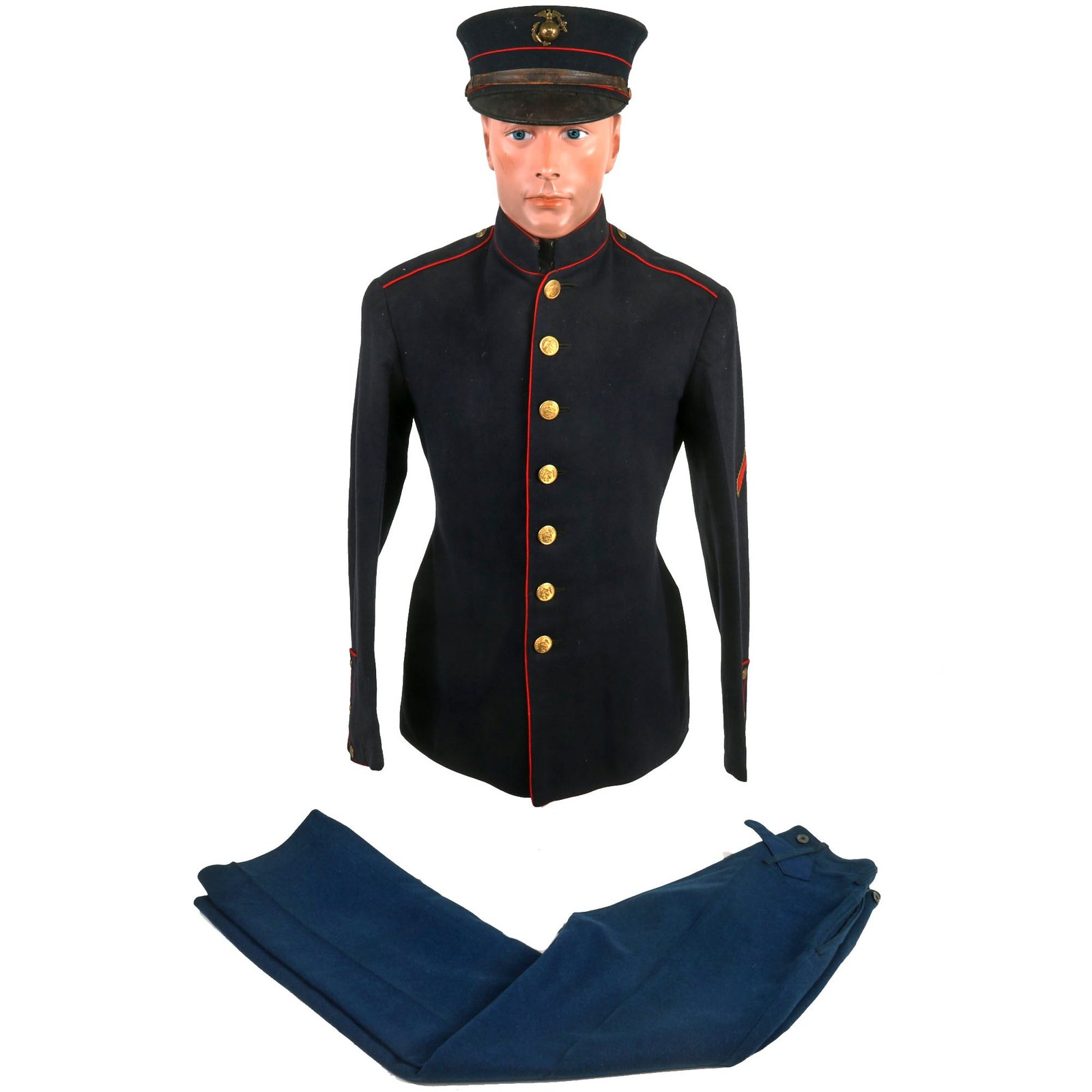 Buy Original Identified WWI United States Marine Corps M1912 Dress Blue Uniform & Bell Crown Service Cap | Original Firearms Antique For Sale