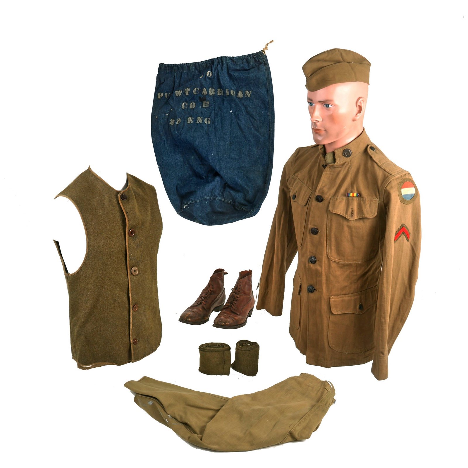 Buy Original Identified WWI US 29th Engineer Regiment Uniform & Field Gear Grouping | Original Firearms Antique For Sale
