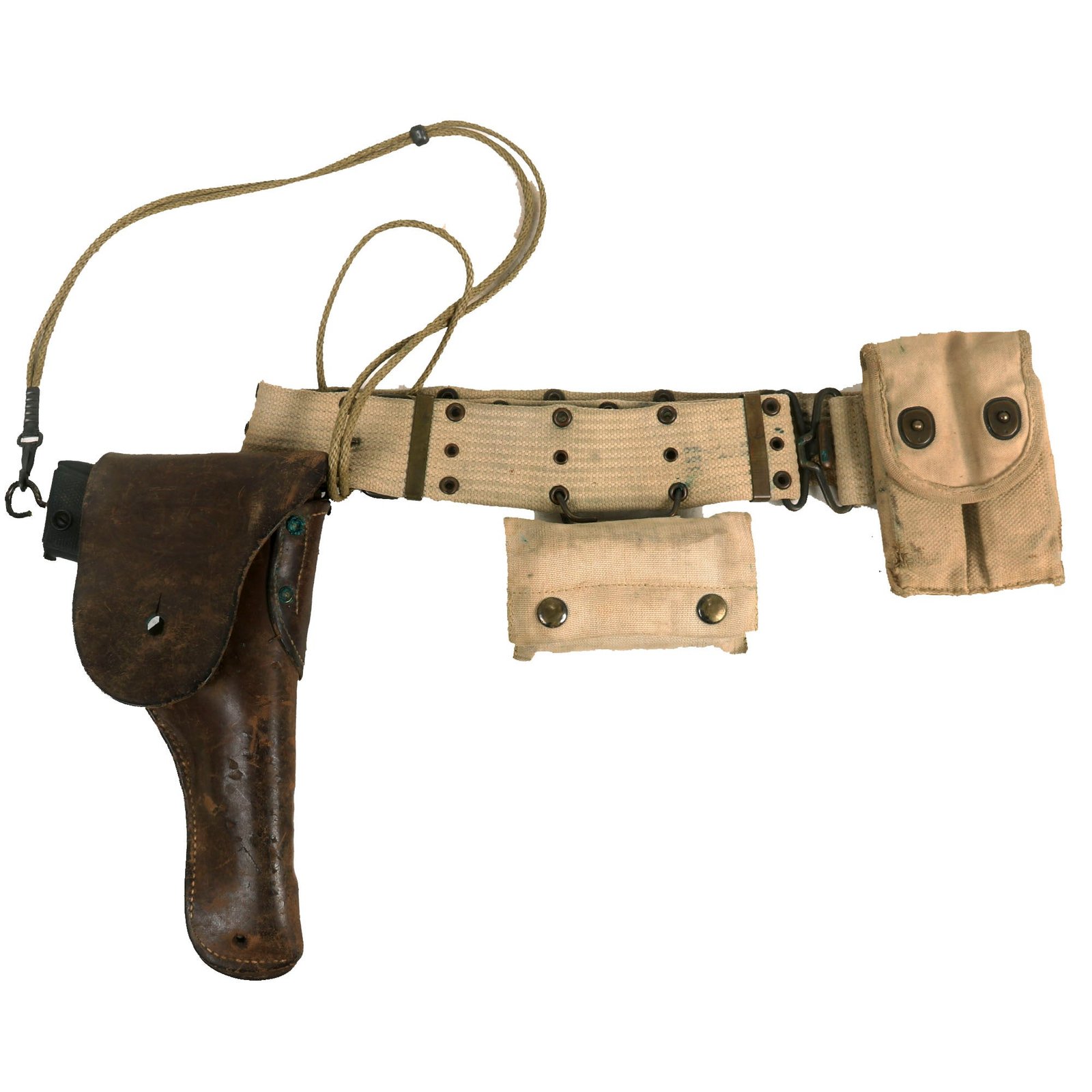 Buy Original U.S. WWI Named M-1910 Pistol Belt Rig Featuring M1916 Holster for 1911 .45 Automatic, Magazine Pouch and First Aid Pouch With Bandage | Original Firearms Antique For Sale