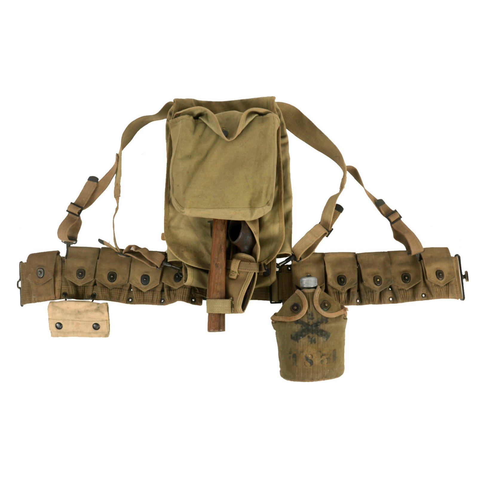 Buy Original U.S. WWI Field Gear Lot With 111st Field Artillery Regiment Marked M1910 Messkit | Original Firearms Antique For Sale