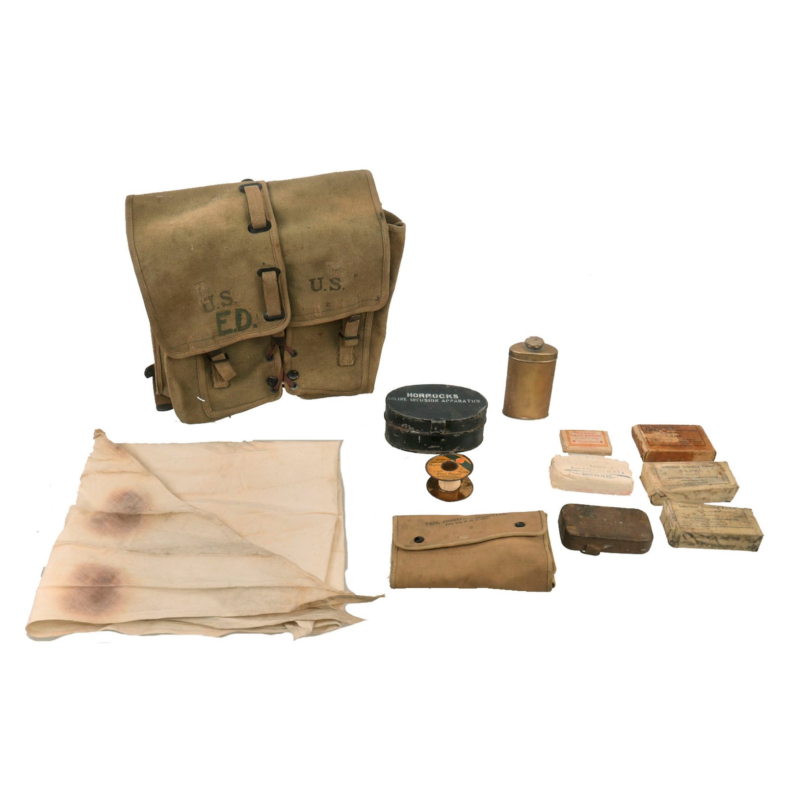 Buy Original U.S. WWI M1912 Experimental Cavalry Ration Bags as used by Medical Corpsman With Instruments and Medical Supplies | Original Firearms Antique For Sale