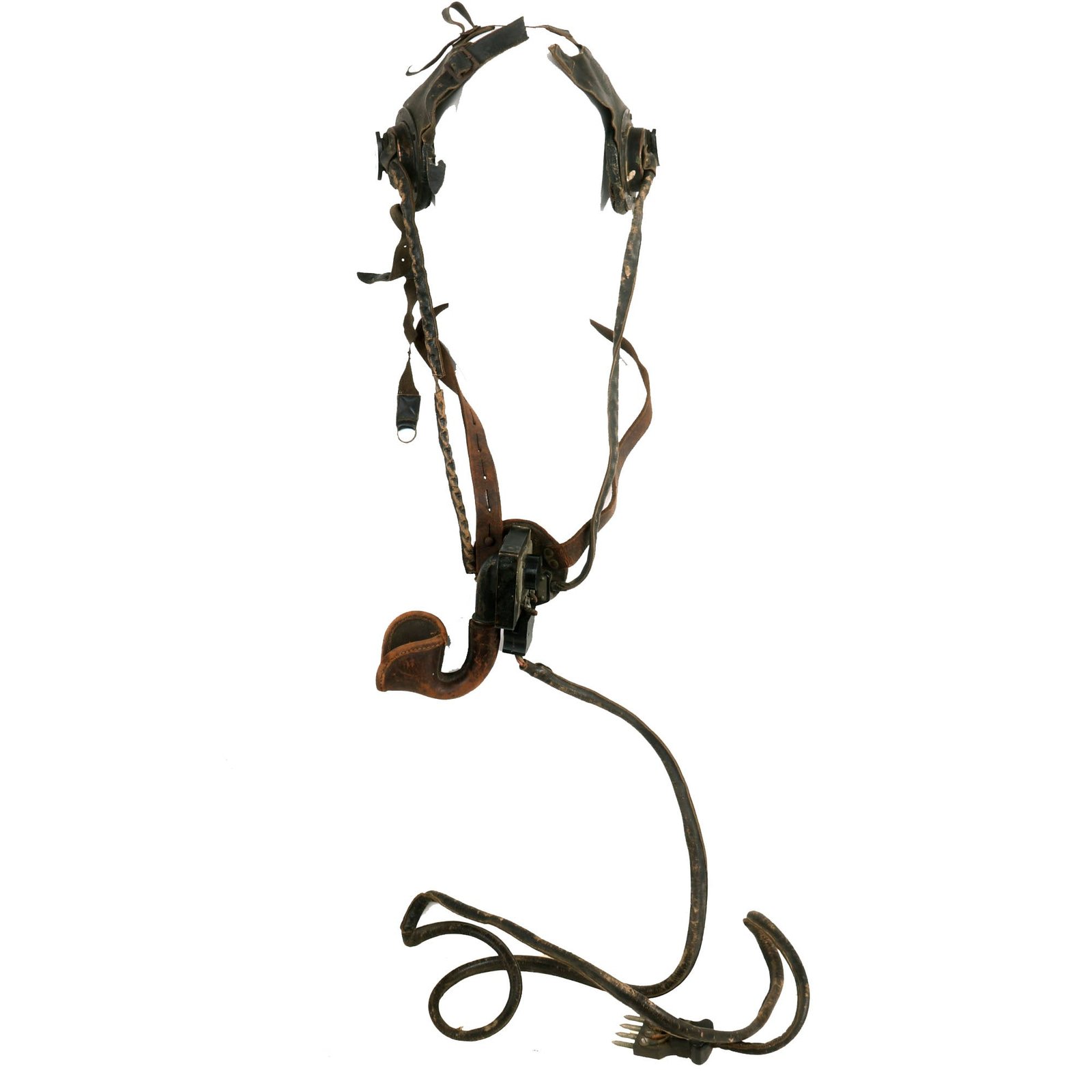 Buy Original U.S. WWI Army Observation Balloon Service Communications Set - Headphones & Microphone with Cable | Original Firearms Antique For Sale