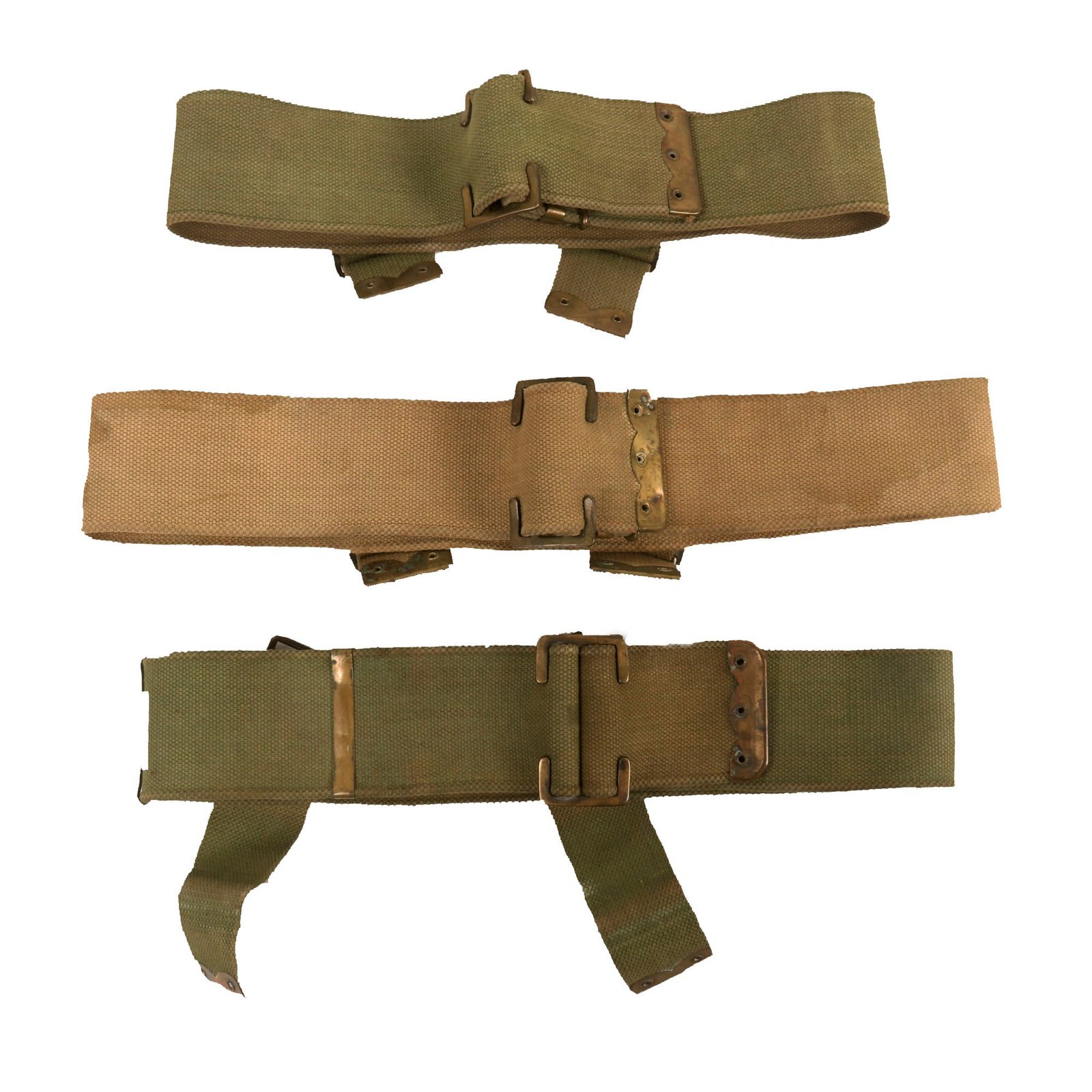 Buy Original British WWI Lot of Three P-08 Pattern Webbing Belts - Broad Arrow Marking | Original Firearms Antique For Sale