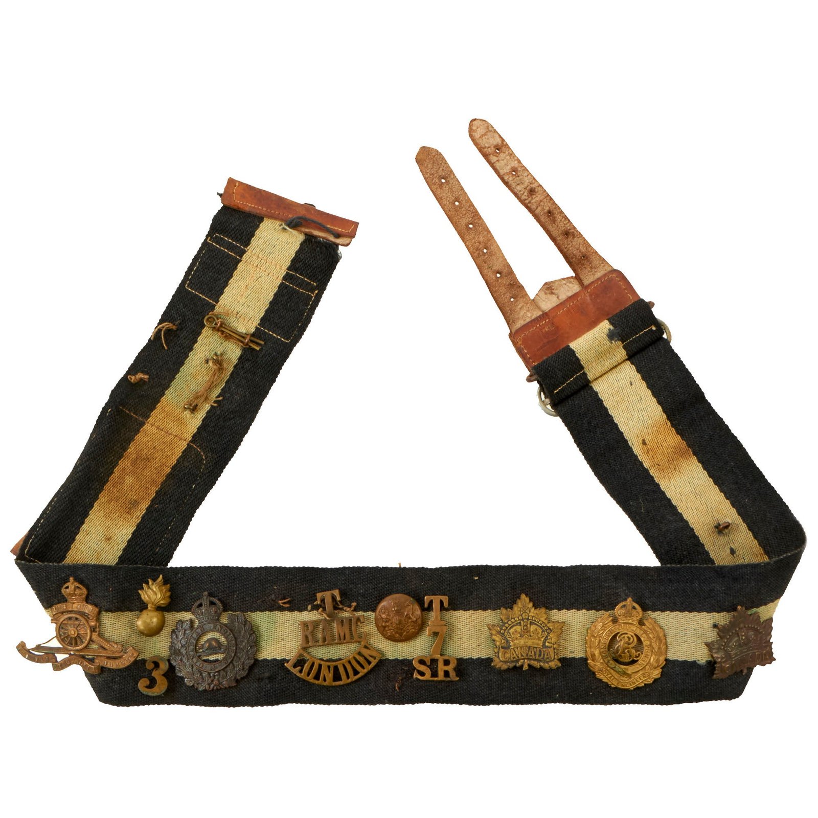 Buy Original Canadian WWI Souvenir Hate Stable Belt With 14 Attached Items | Original Firearms Antique For Sale