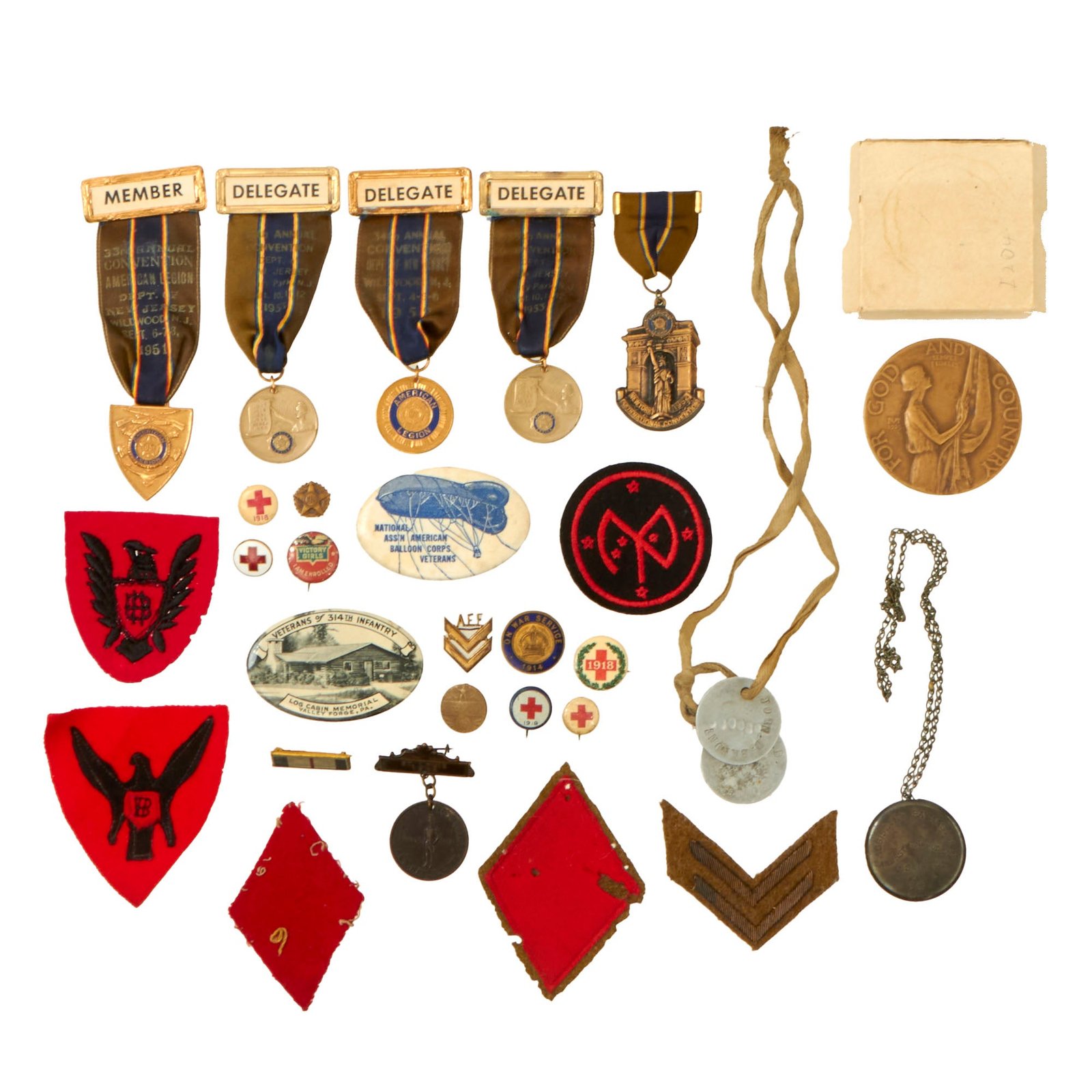 Buy Original U.S. WWI Dog Tag, Patches, & Insignia Lot - 27 Items Total | Original Firearms Antique For Sale