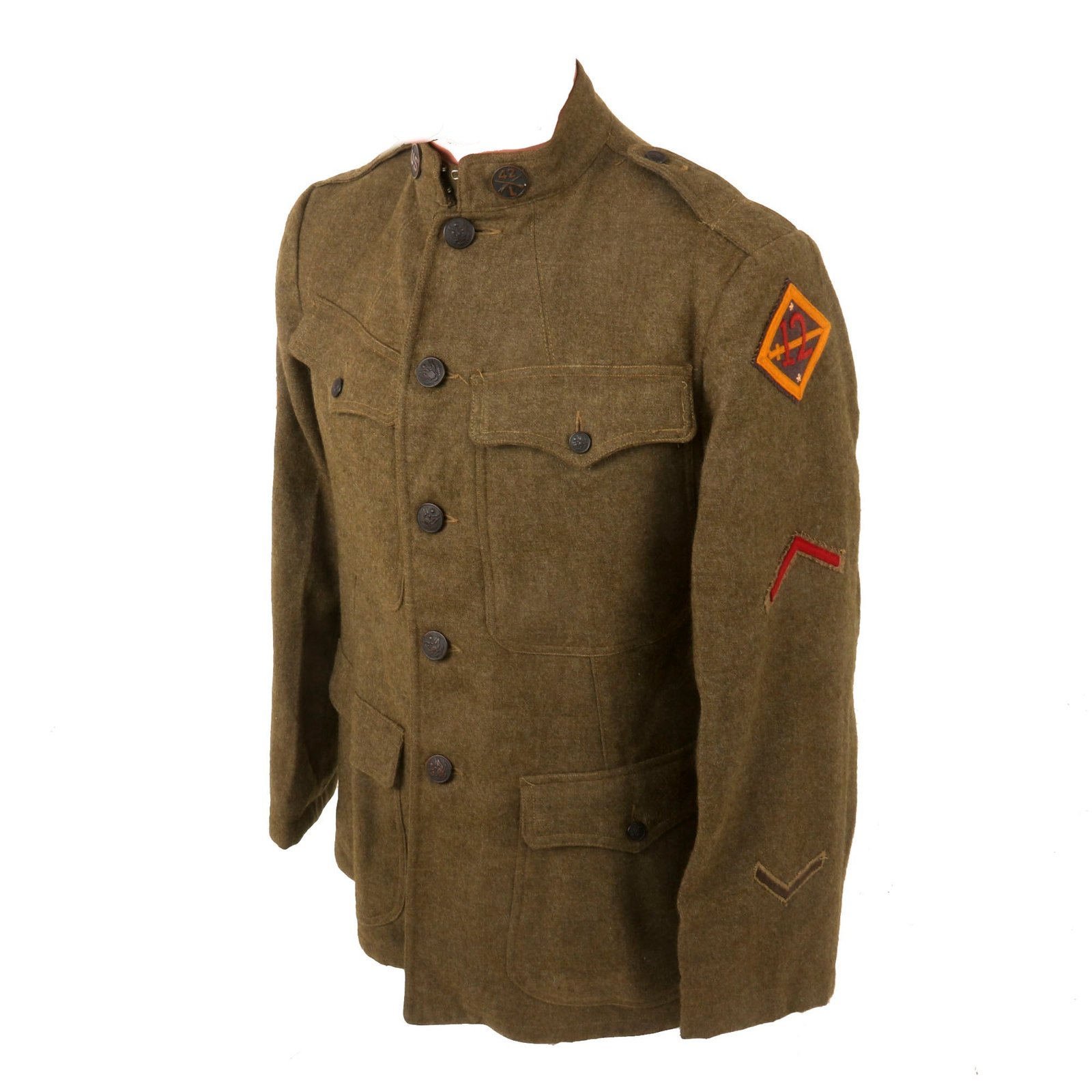 Buy Original U.S. WWI Named 12th Division Uniform Jacket with Numbered Collar Disc | Original Firearms Antique For Sale