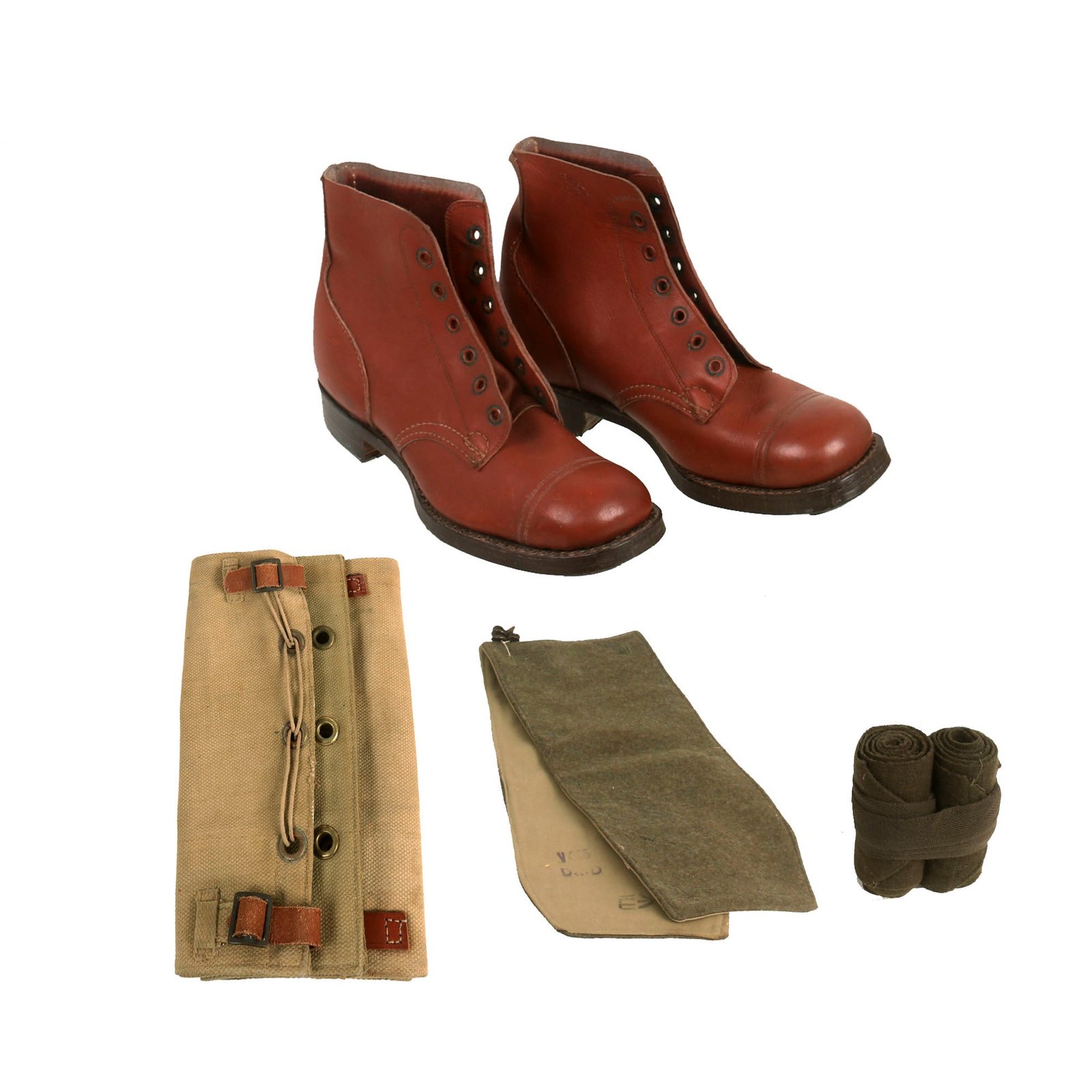 Buy Original Australia WWII 1943 Dated Australian Pattern 10085 Boots with Gaiters and Puttees | Original Firearms Antique For Sale
