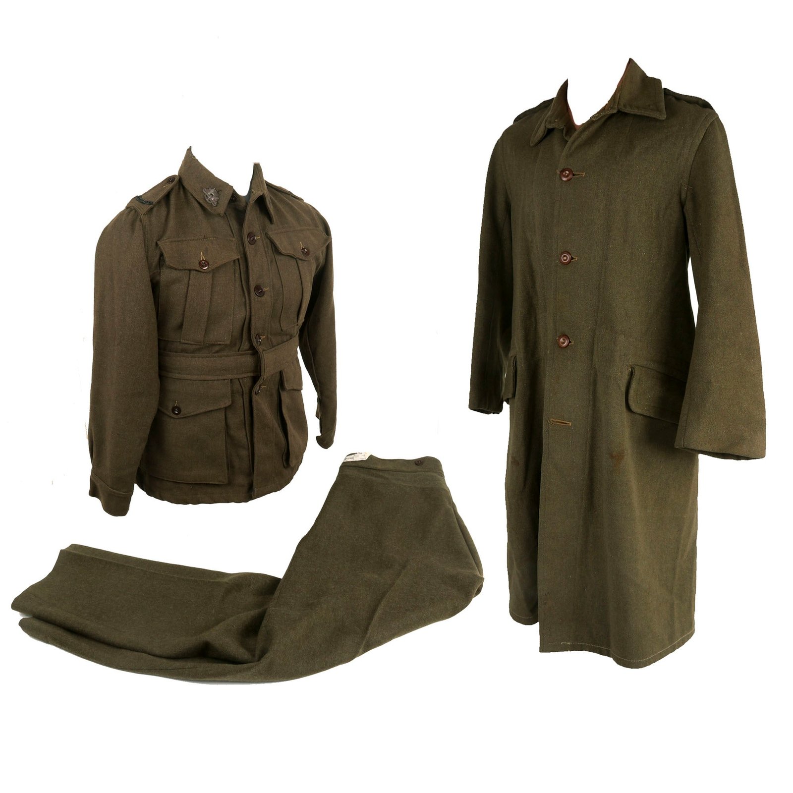 Buy Original WWII Second Australian Imperial Force P-1917 Tunic Dated 1942 with 1945 Dated Wool Greatcoat Both With Insignia - 2 Items | Original Firearms Antique For Sale