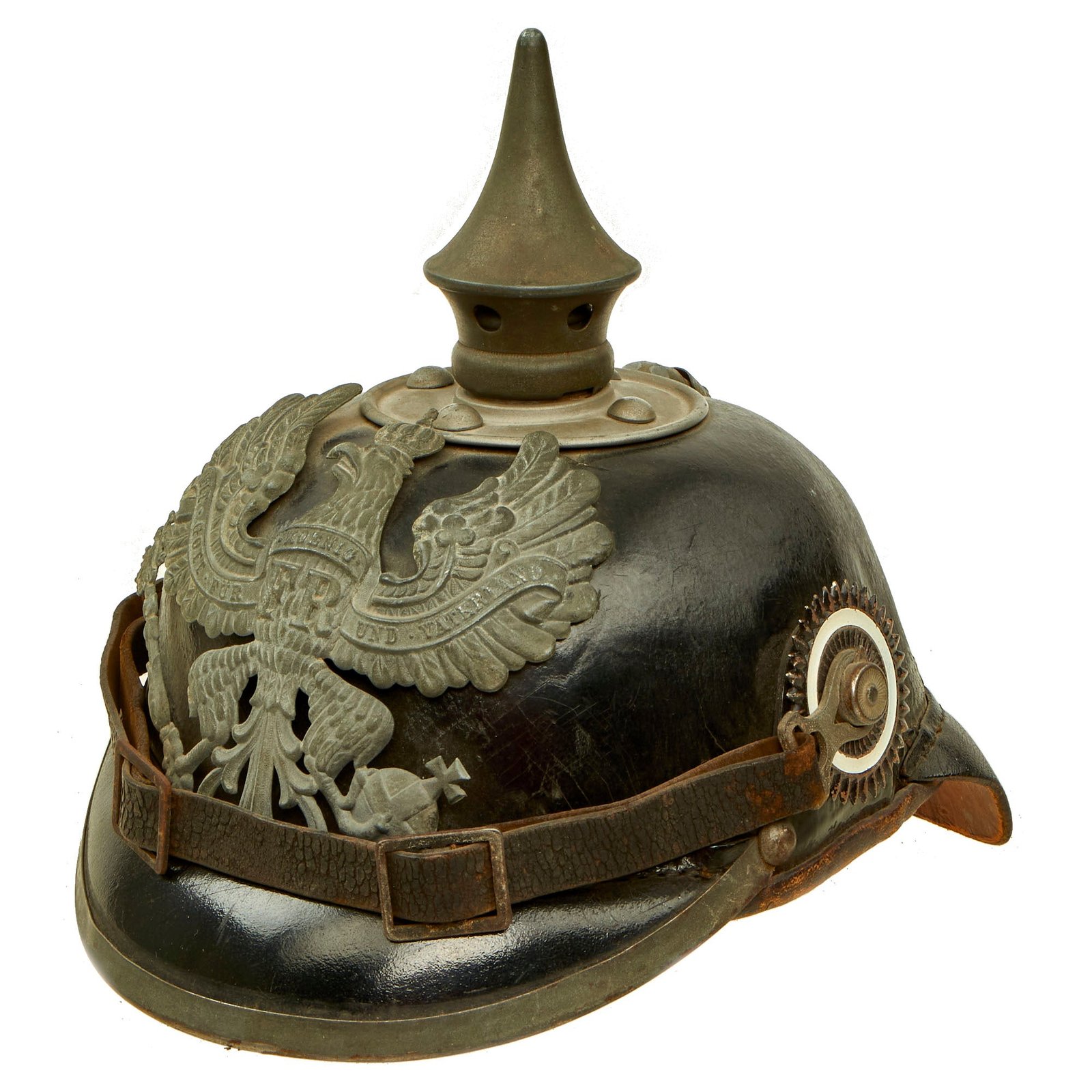 Buy Original Imperial German WWI Complete Prussian EM/NCO Infantry M1915 Pickelhaube Spiked Helmet - 173rd (9th Lotharingian) Infantry Regiment Marked | Original Firearms Antique For Sale