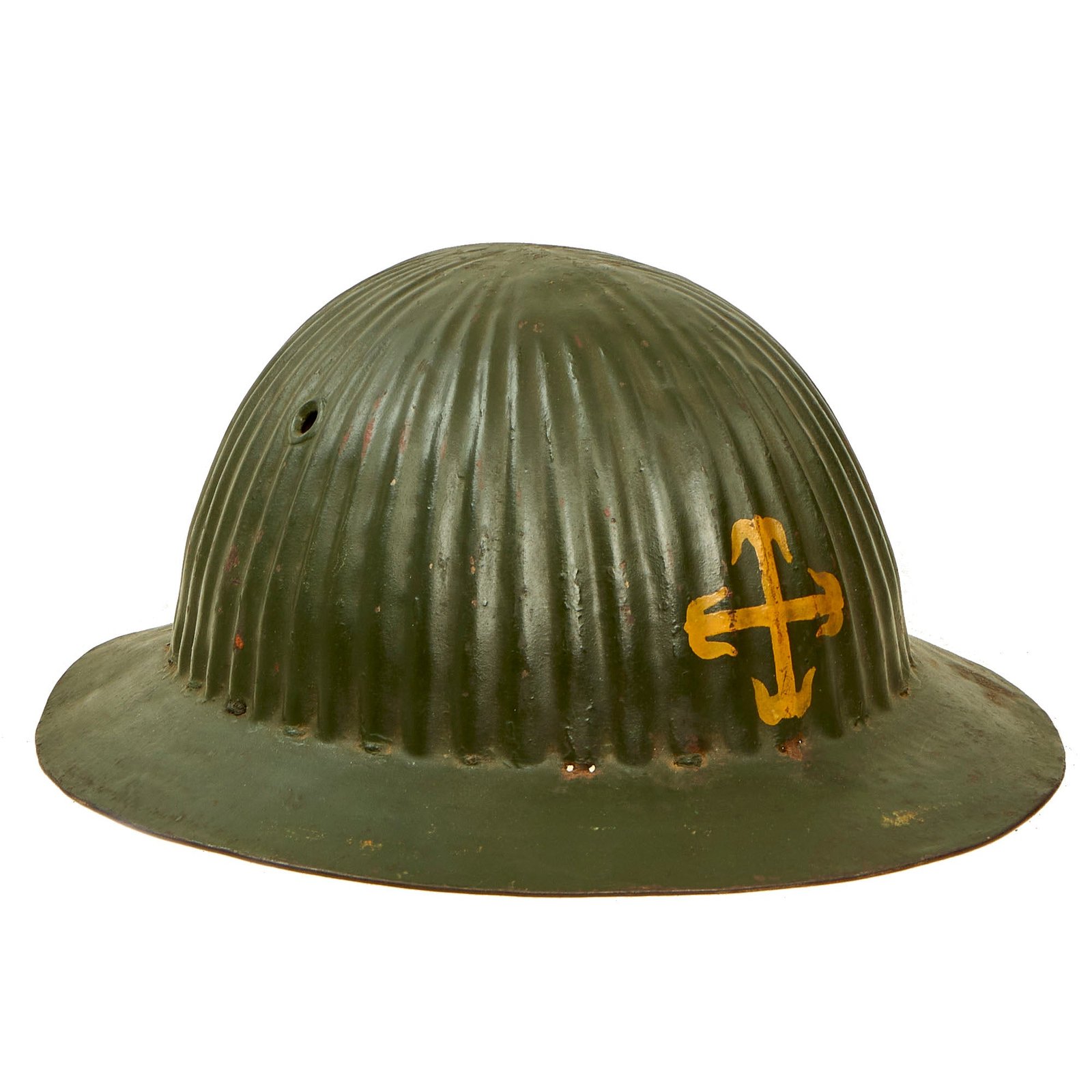 Buy Original WWI Portuguese M1915 Corrugated Steel Helmet - Complete | Original Firearms Antique For Sale