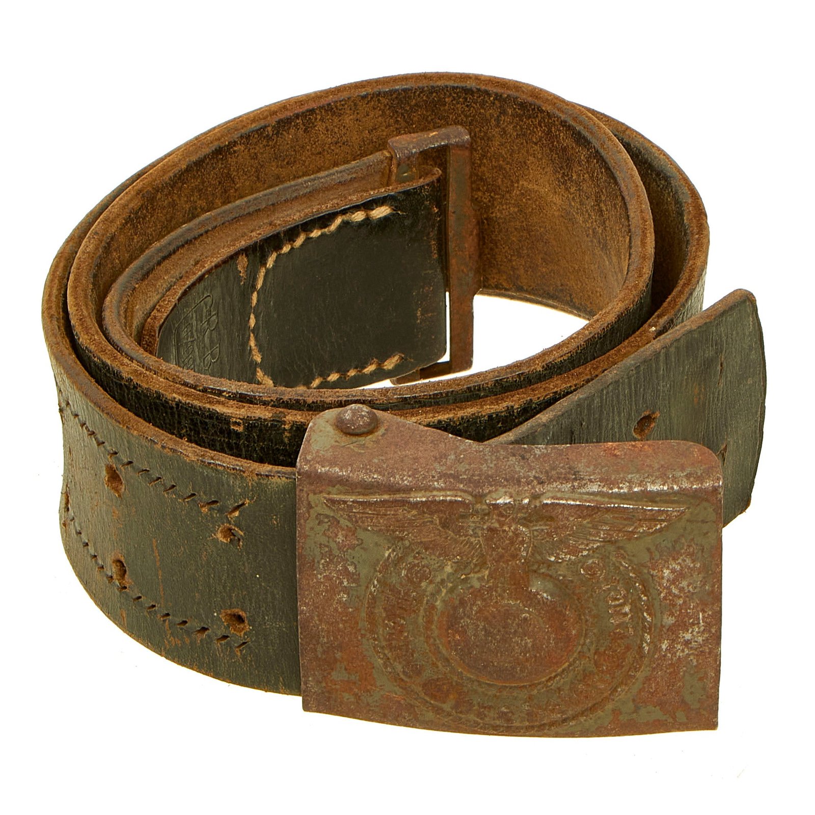 Buy Original German WWII SS EM/NCO RBNr. Marked Leather Belt with Sanitized Steel Buckle by RODO - Schutzstaffel | Original Firearms Antique For Sale