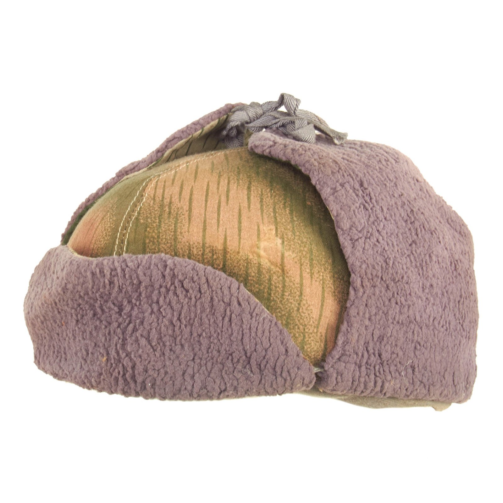 Buy Original German WWII Custom Winter Cap Made From Swamp & Splinter Pattern Camo & Captured Soviet "Fish Fur" Insulation | Original Firearms Antique For Sale