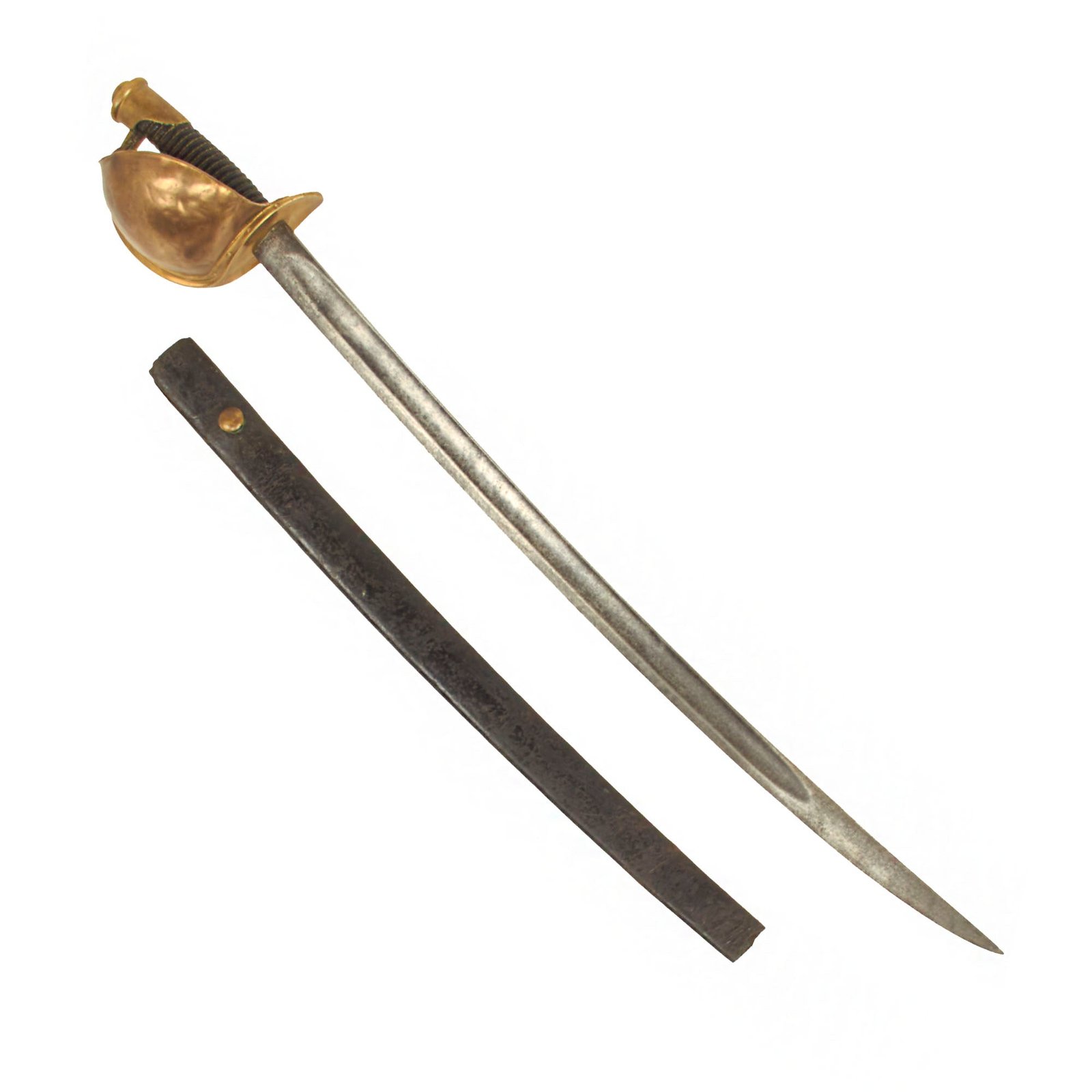 Buy Original U.S. Civil War Rare Model 1860 Naval Cutlass with Correct Leather Scabbard - Dated 1862 | Original Firearms Antique For Sale