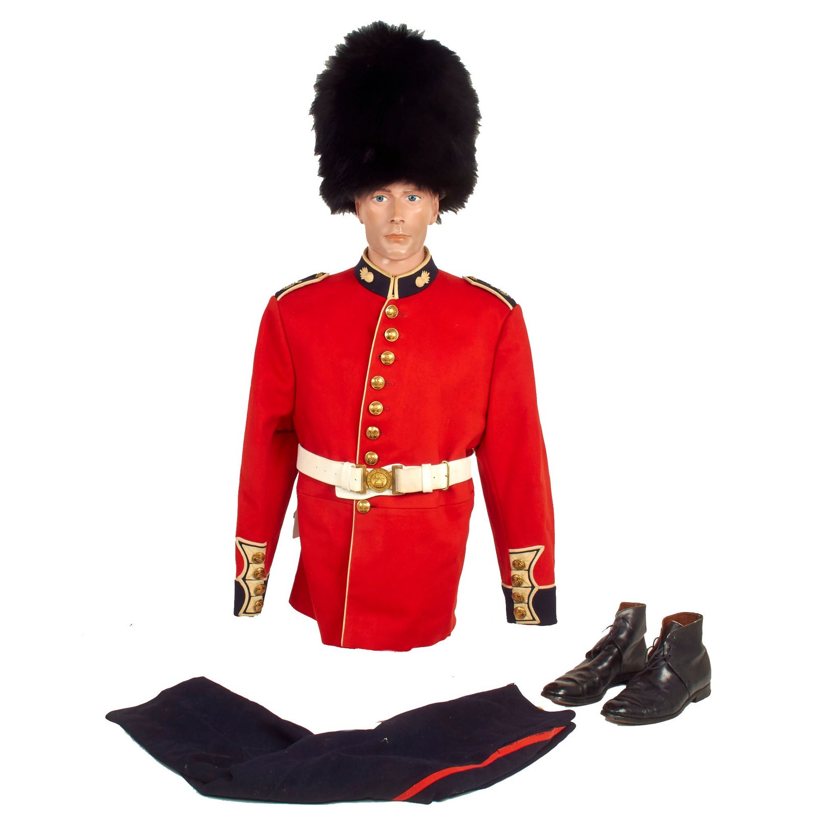 Buy Original Canadian Late 20th Century Canadian Grenadier Guards Bearskin Helmet and Uniform Set With Boots | Original Firearms Antique For Sale