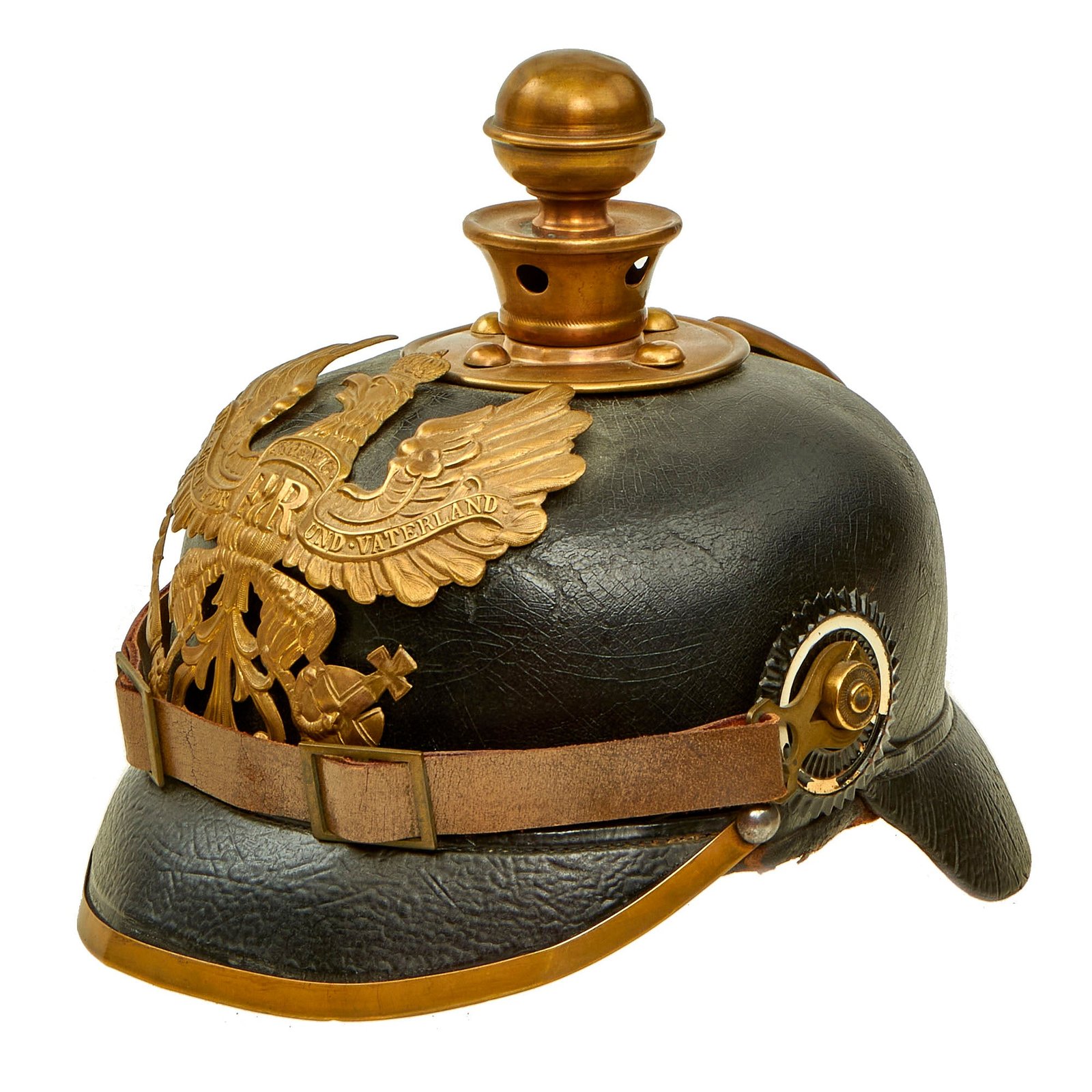 Buy Original German WWI Complete Prussian M1895 Artillery Pickelhaube Helmet - Kugelhelm - 37th (2nd Lithuanian) Field Artillery Regiment Marked | Original Firearms Antique For Sale