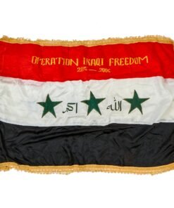 Buy Original Operation Iraqi Freedom Multi-Piece Constructed Souvenir Flag of Iraq With Gold Fringe - 31” x 47” | Original Firearms Antique For Sale