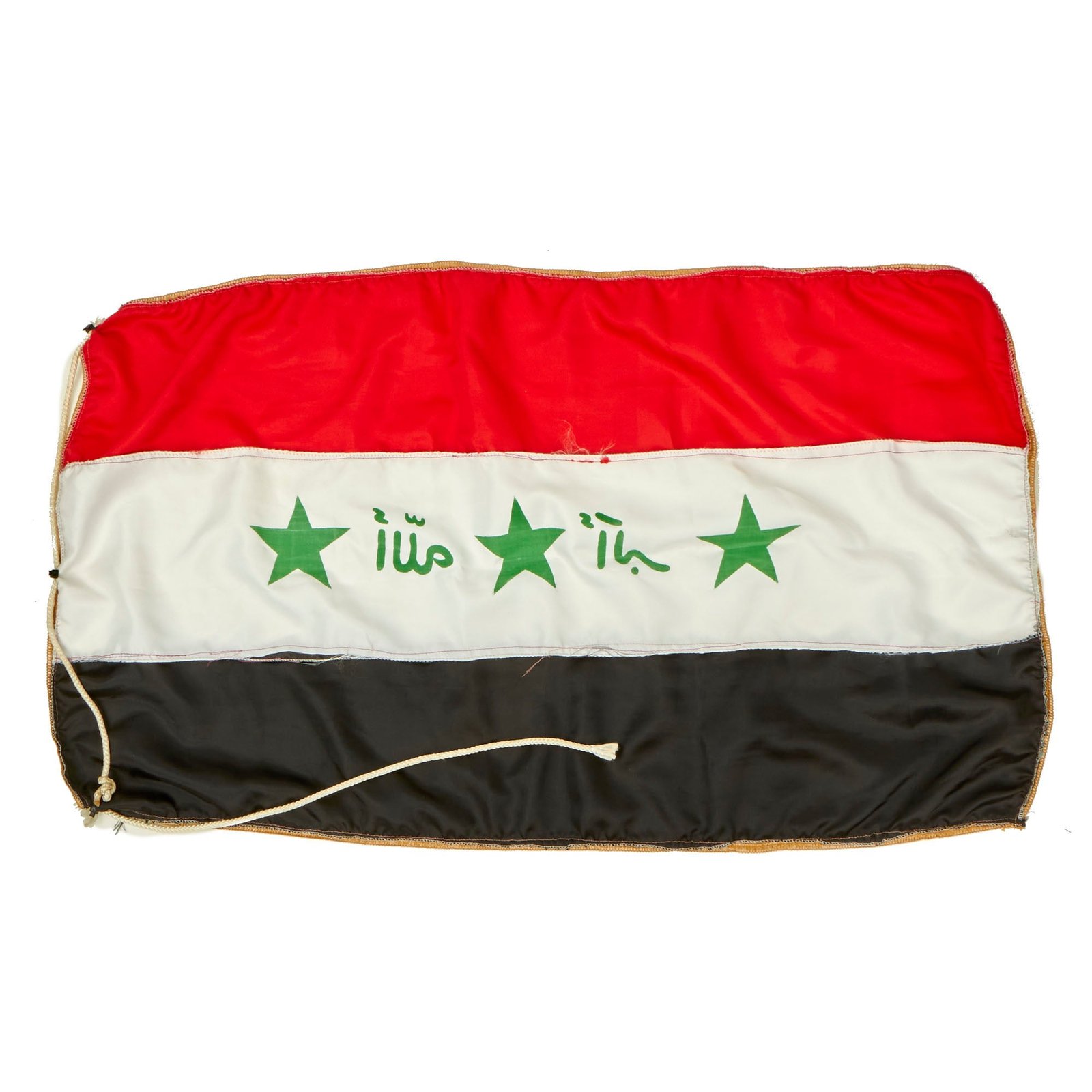 Buy Original Operation Iraqi Freedom Multi-Piece Constructed Flag of Iraq With Gold Fringe - 36” x 21” | Original Firearms Antique For Sale