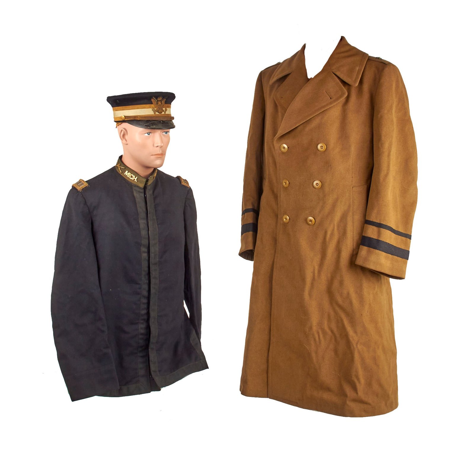 Buy Original U.S. WWI M1895 Pattern Undress Jacket with Named M1902 Visor and WWII Great Coat - Brig. Gen. LeRoy Pearson - 32nd Michigan Infantry / Michigan Adjutant General | Original Firearms Antique For Sale